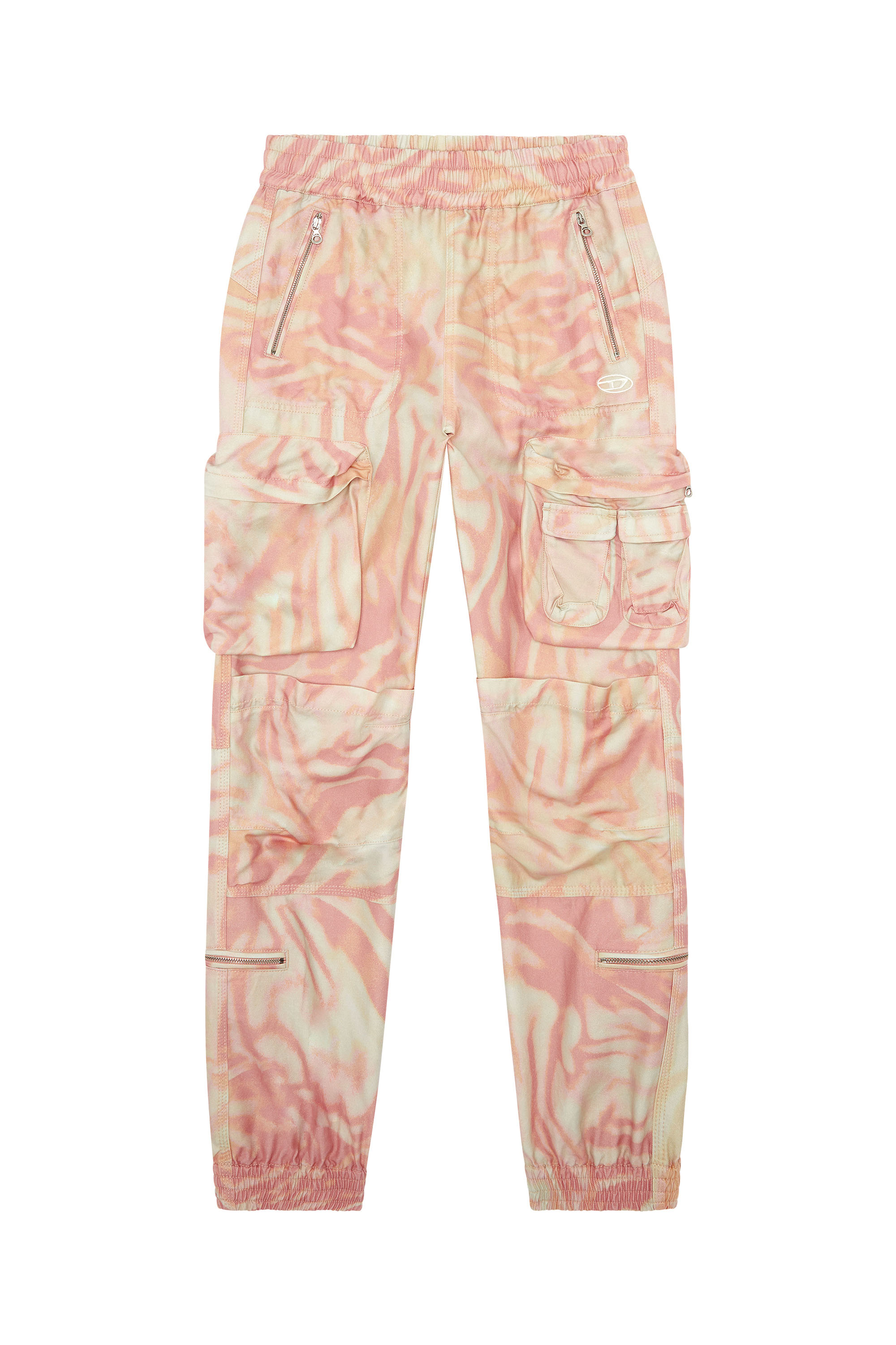 Diesel - P-MIROW, Woman's Cargo pants in zebra-camo twill in Pink/White - 2