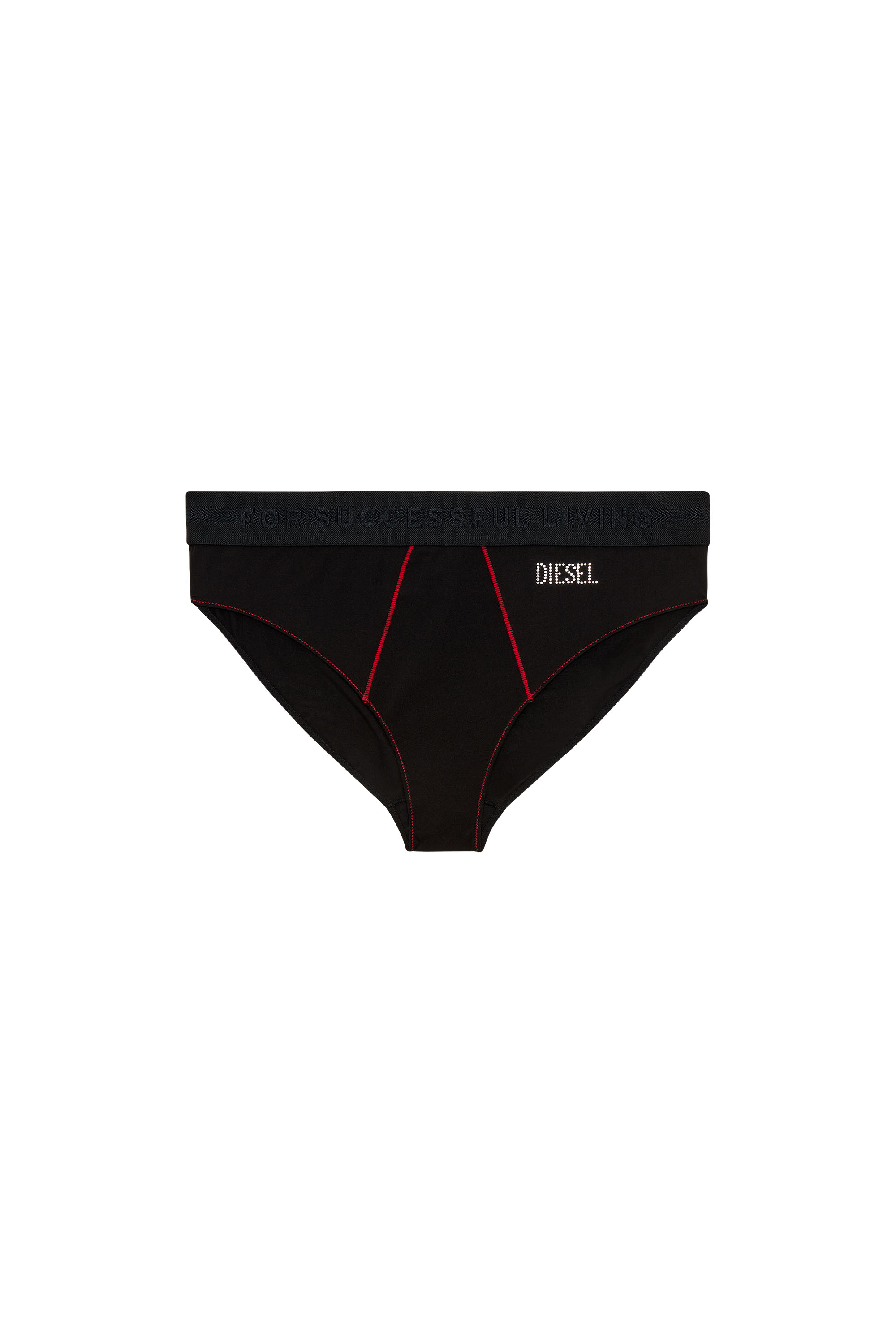 Diesel - UFPN-BLANCA-R, Woman's Briefs with rhinestone logo in Black - 1