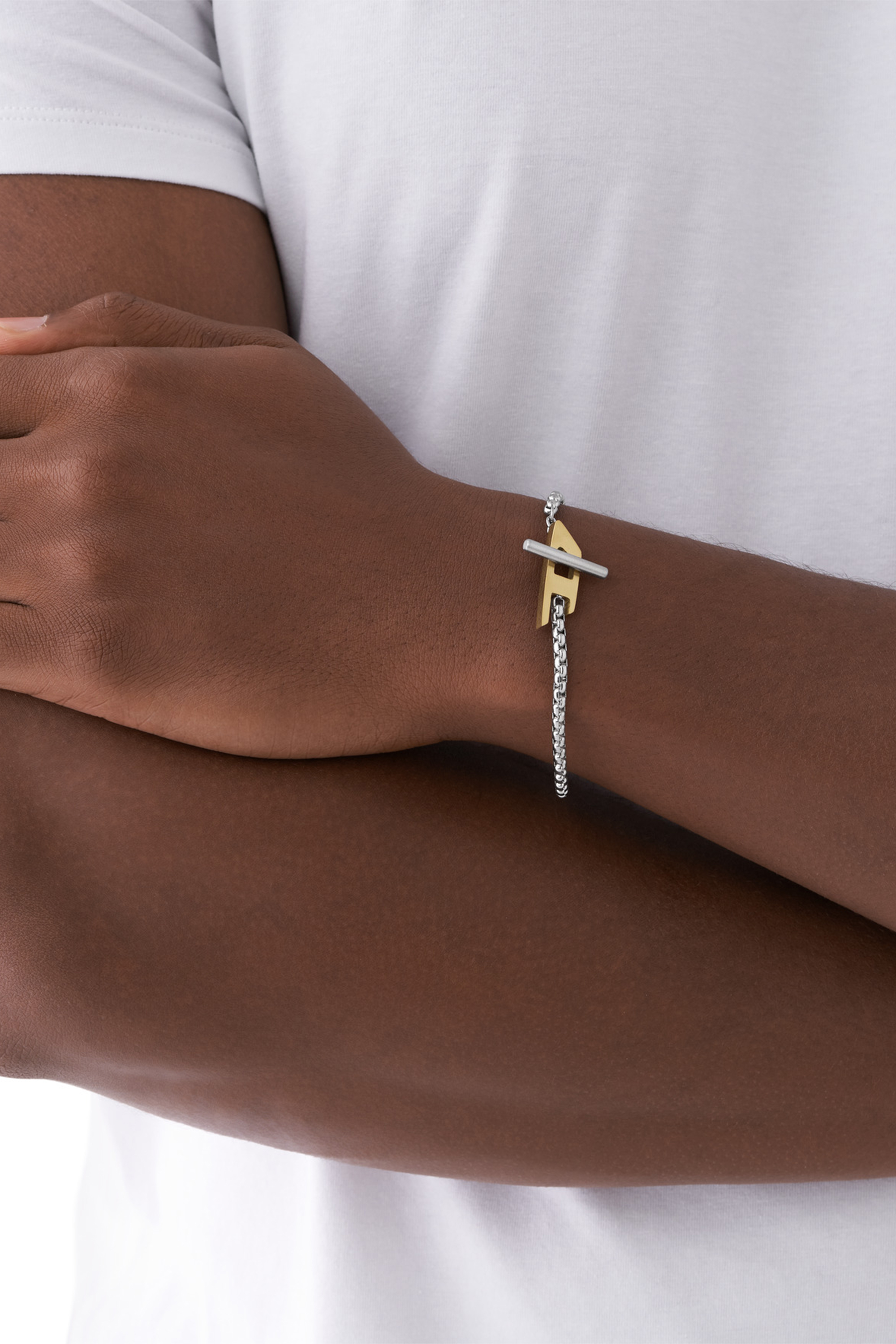 Diesel - DX1377, Unisex's Two-Tone Stainless Steel Chain Bracelet in Silver - 4
