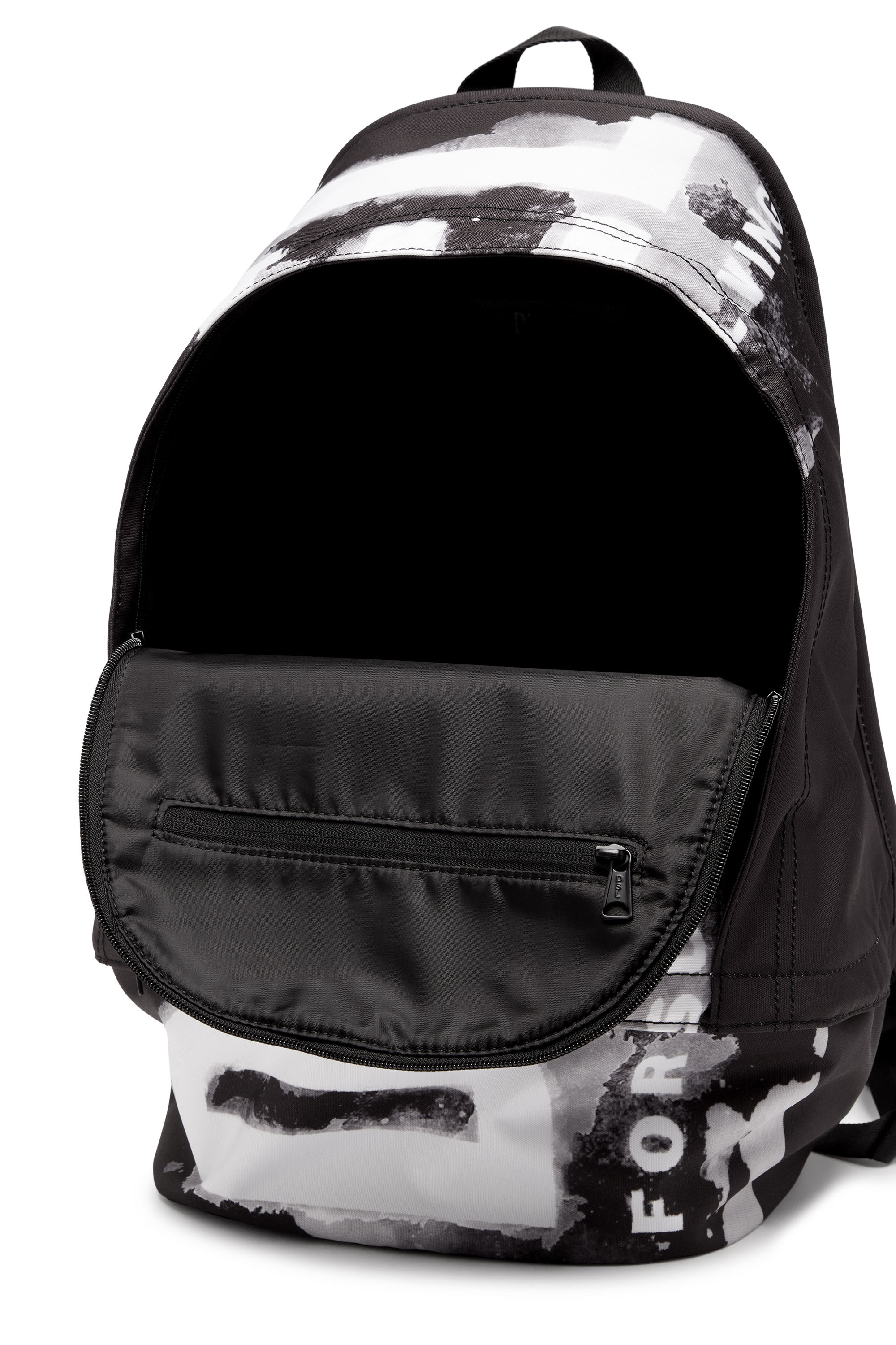 Diesel - RAVE BACKPACK X, Man's Rave Backpack X - Backpack in logo-printed fabric in Black - 4