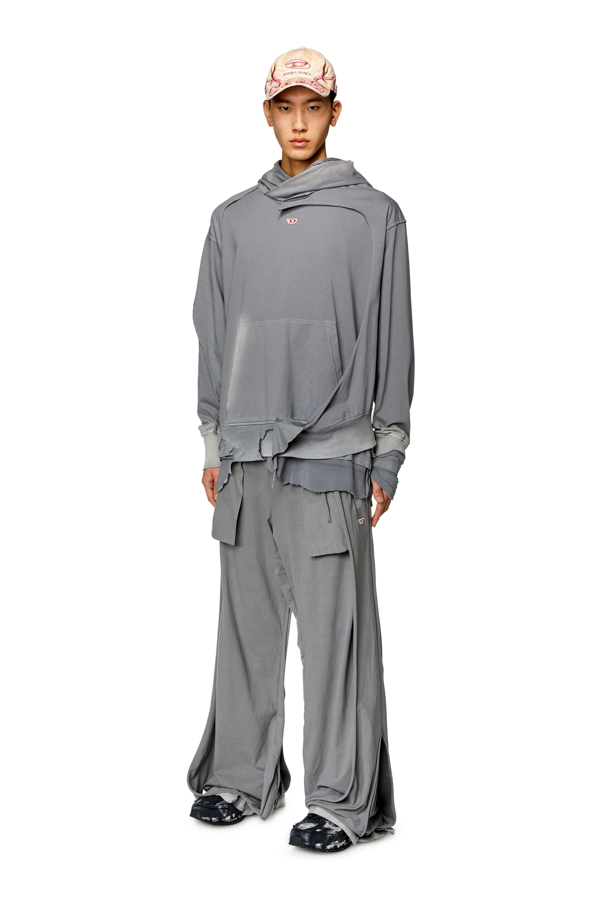 Diesel - P-TOPAHOOP-N1, Man's Sweatpants with destroyed peel-off effect in Grey - 2