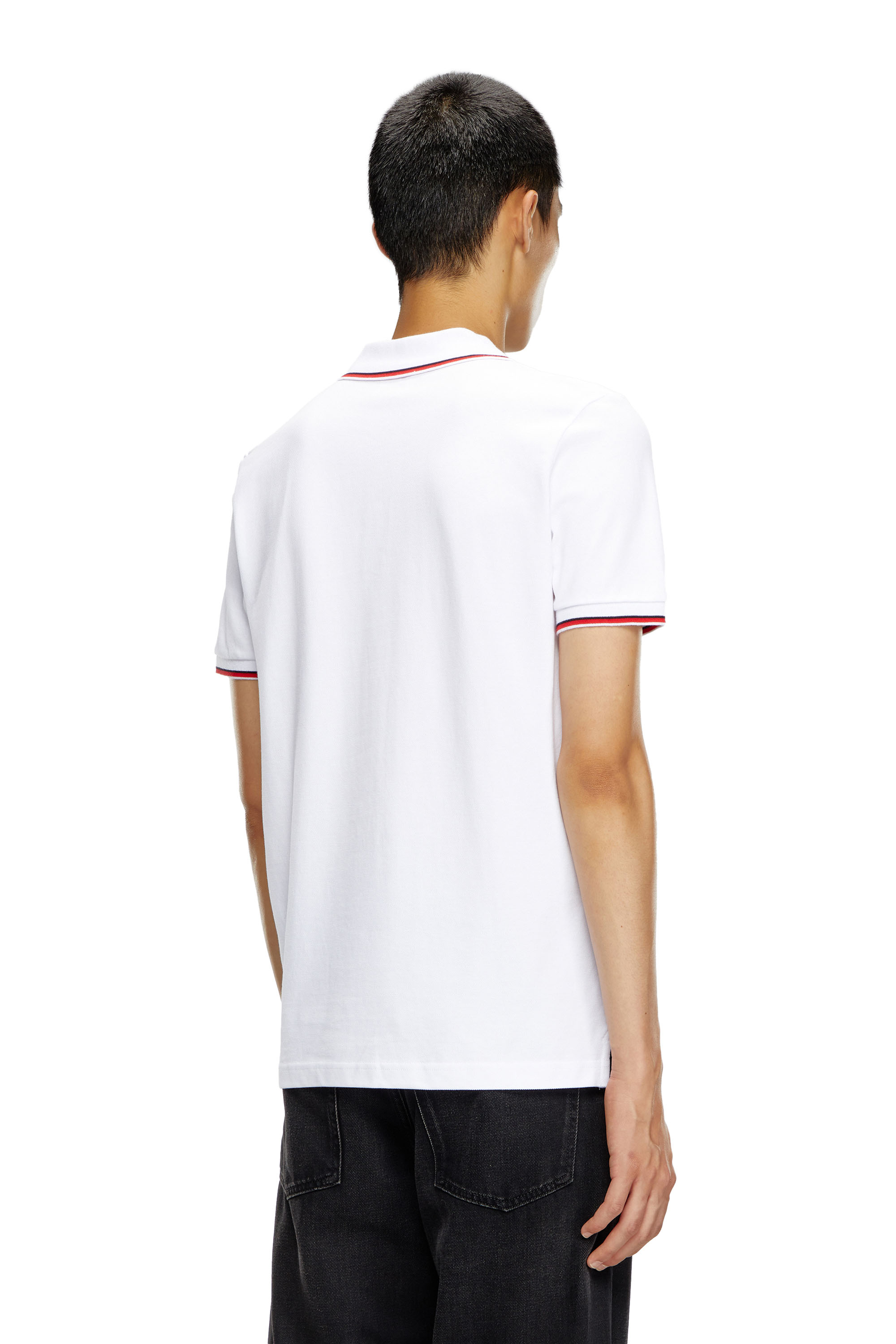 Diesel - T-SMITH-D, Man's Polo shirt with striped trims in White - 2
