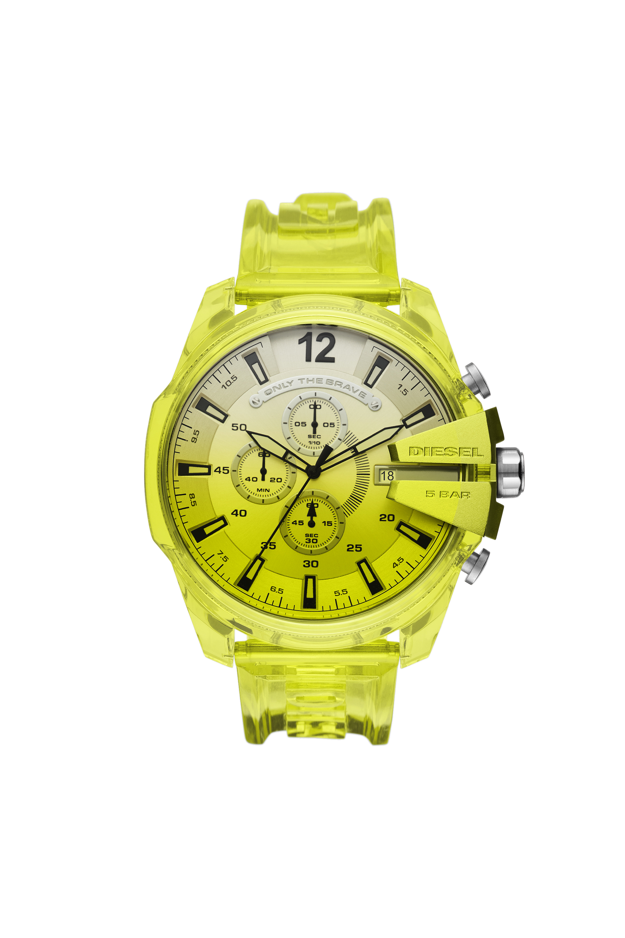 Diesel - DZ4532, Man's Mega Chief chronograph yellow polyurethane watch in Yellow - 1