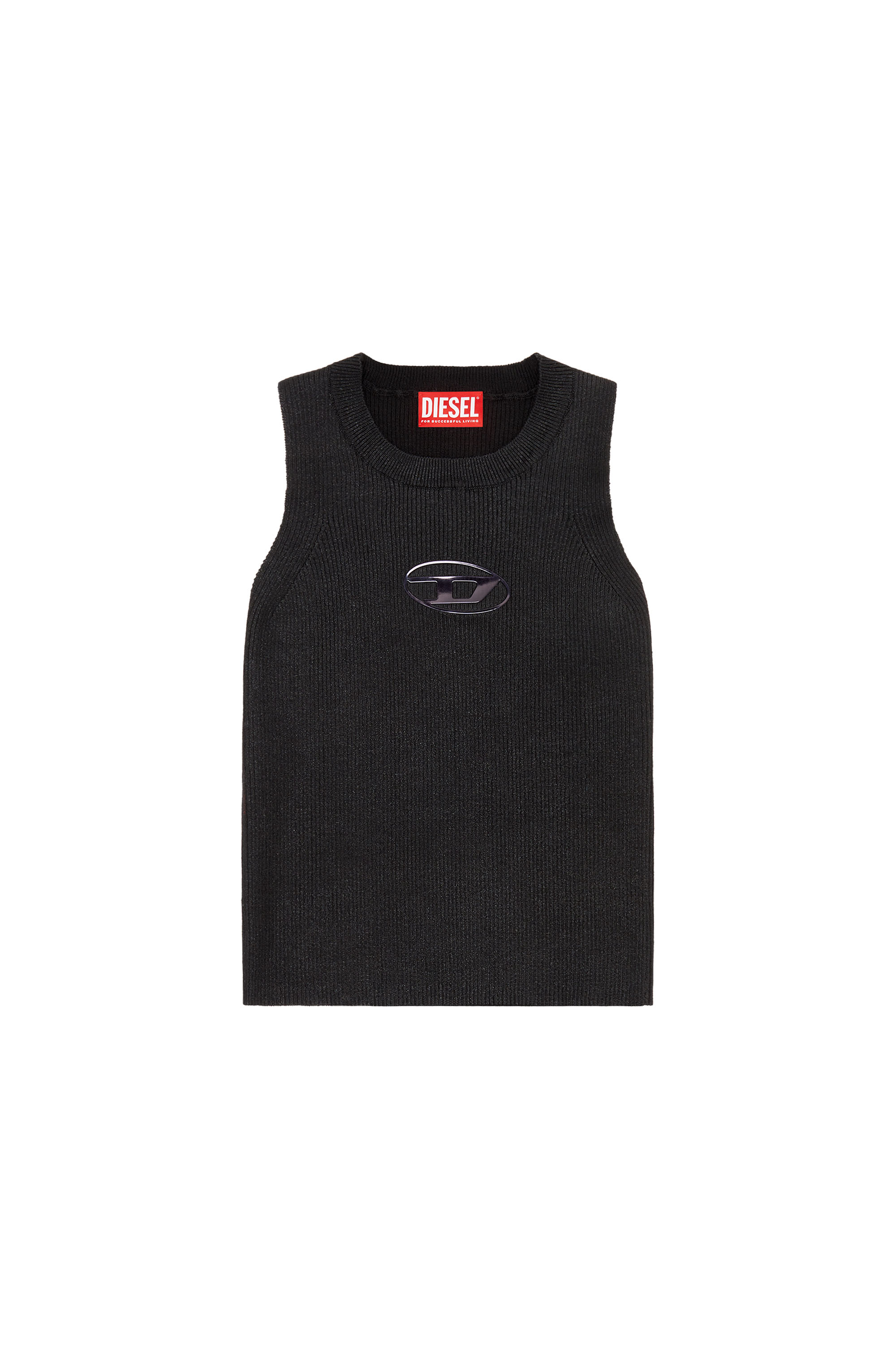 Diesel - KONERVA, Woman's Tank top in metallic knit in Black - 1