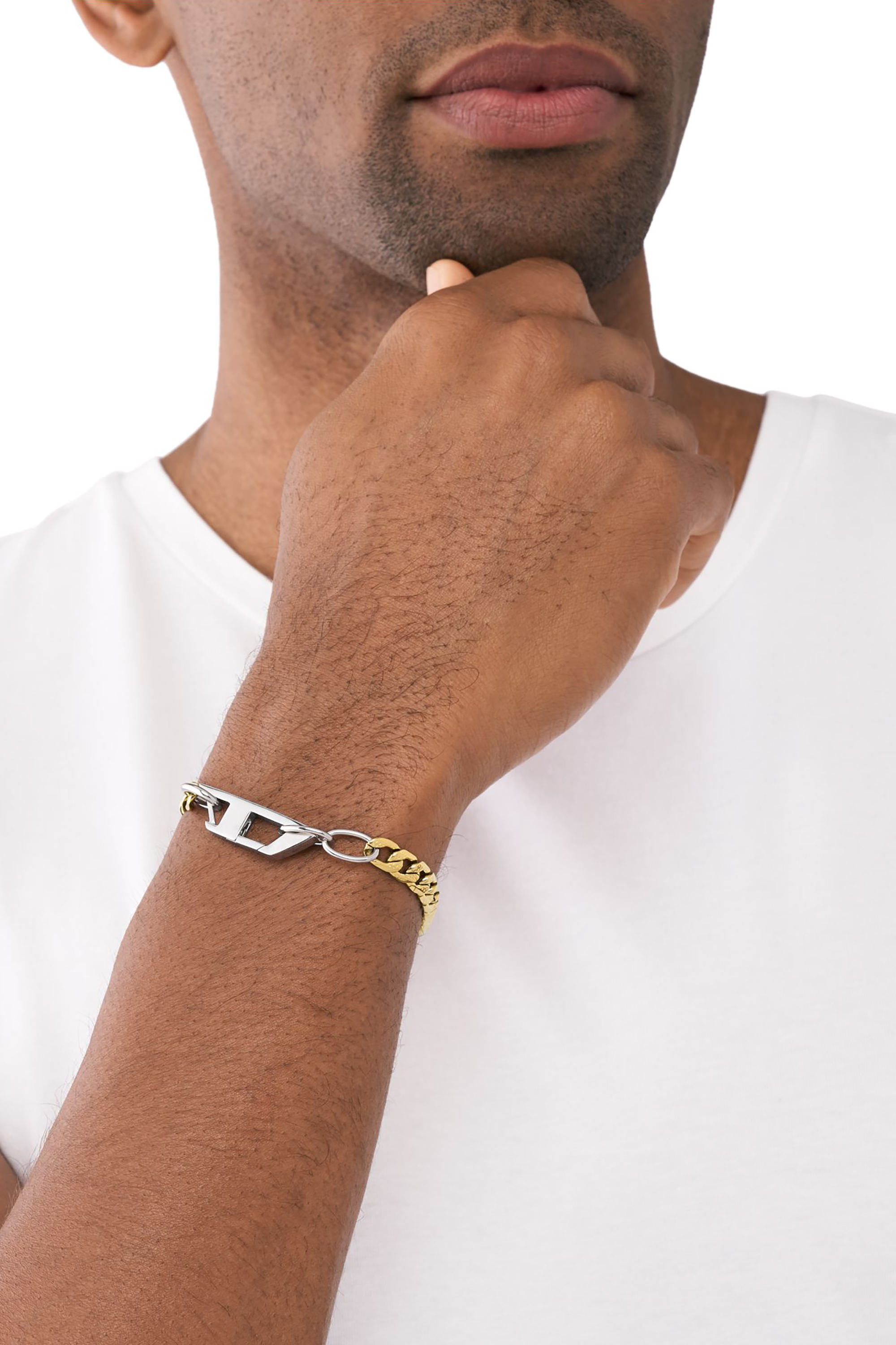 Diesel - DX1437, Unisex's D Logo Two-Tone Chain Bracelet in Gold - 3