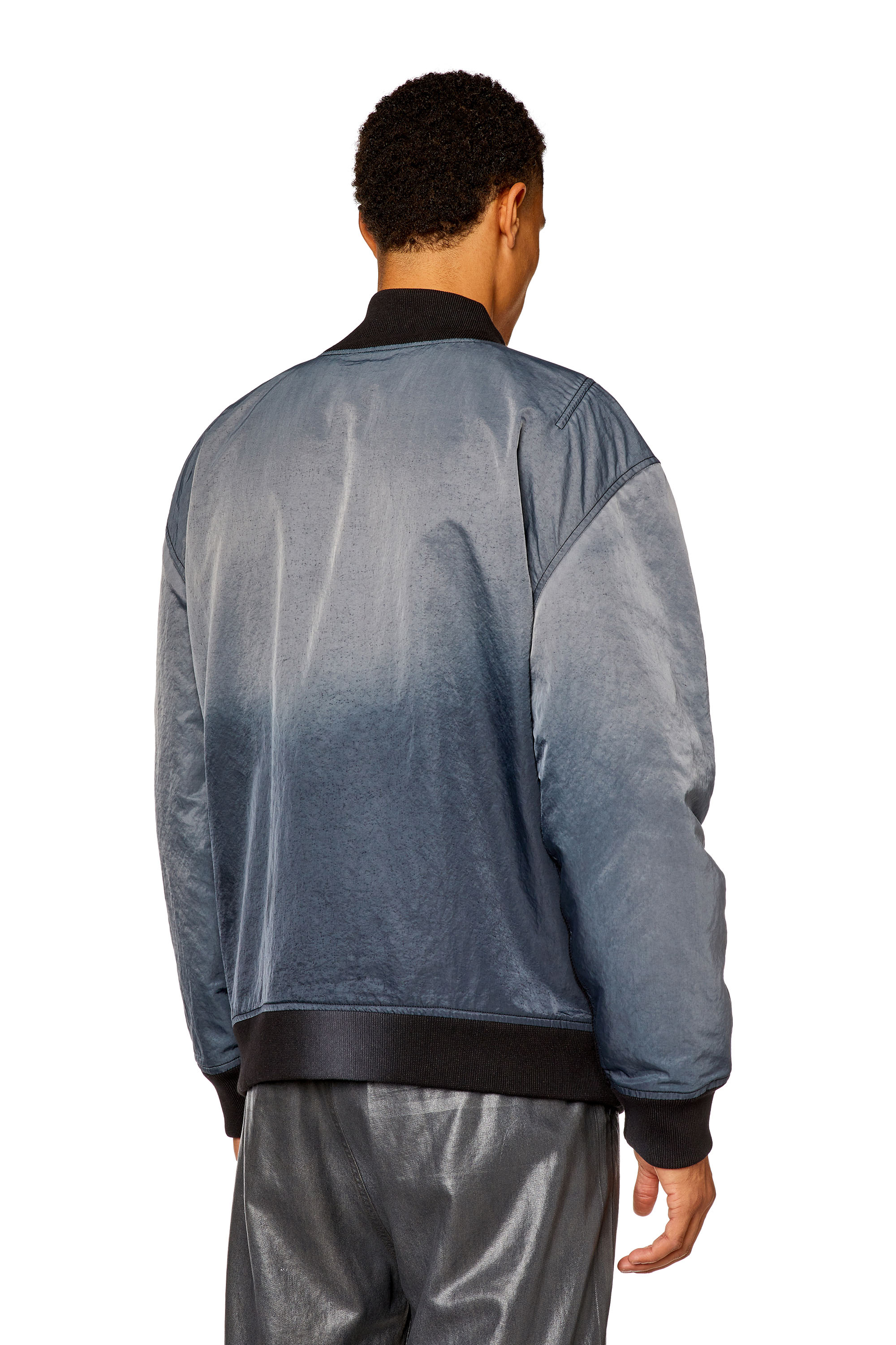 Diesel - K-OSWIN, Man's Padded knit and nylon bomber jacket in Black/Blue - 4