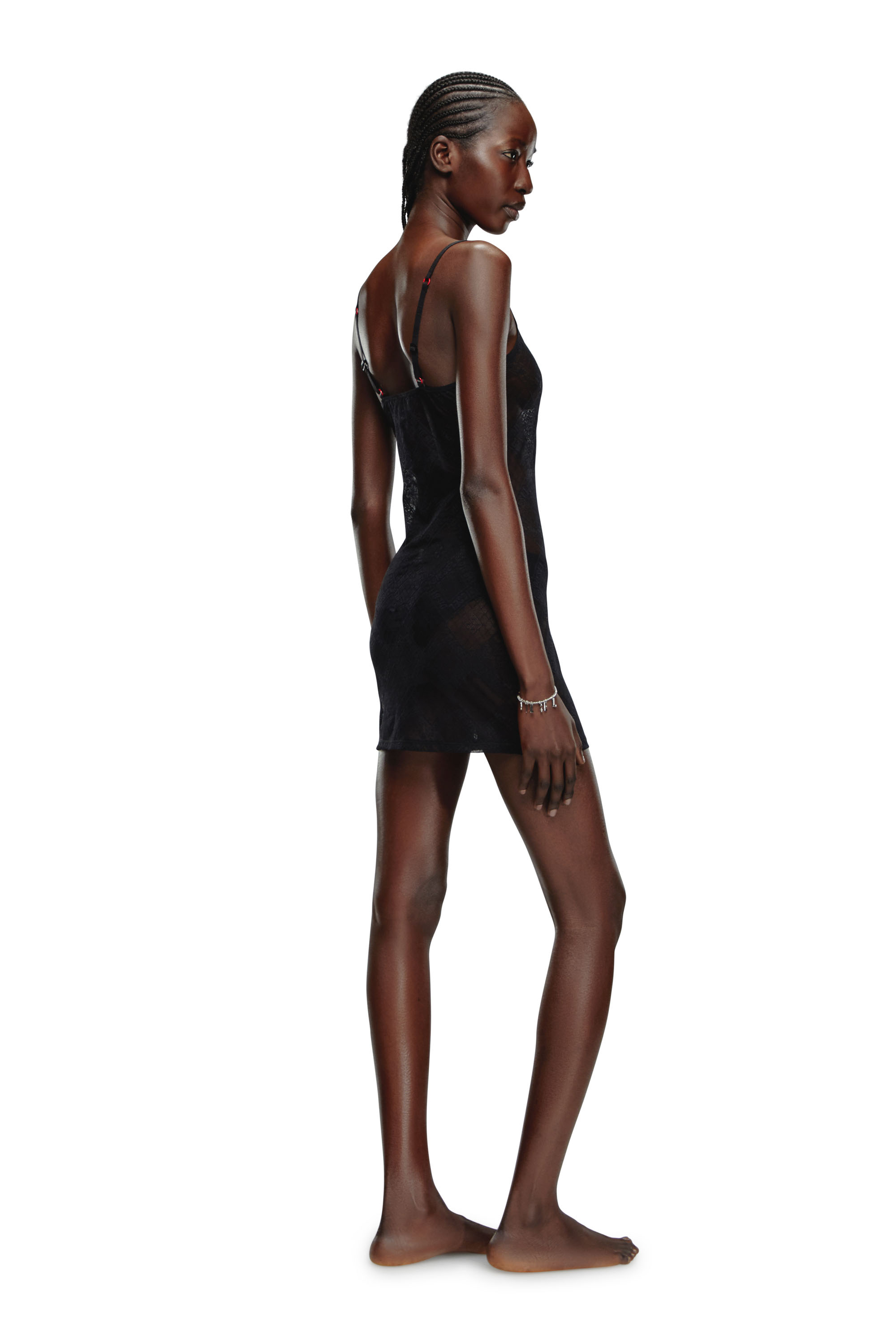 Diesel - UFPT-DONNIE, Woman's Stretch-lace chemise in Black - 2