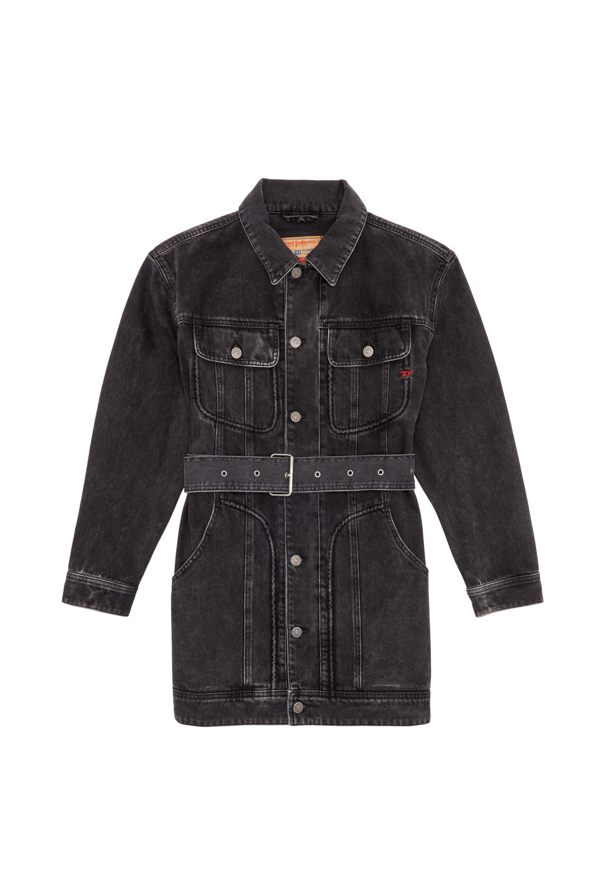 Diesel - DE-FLAMINIA TRUCKER COAT, Woman's Trucker coat in Black/Dark grey - 3