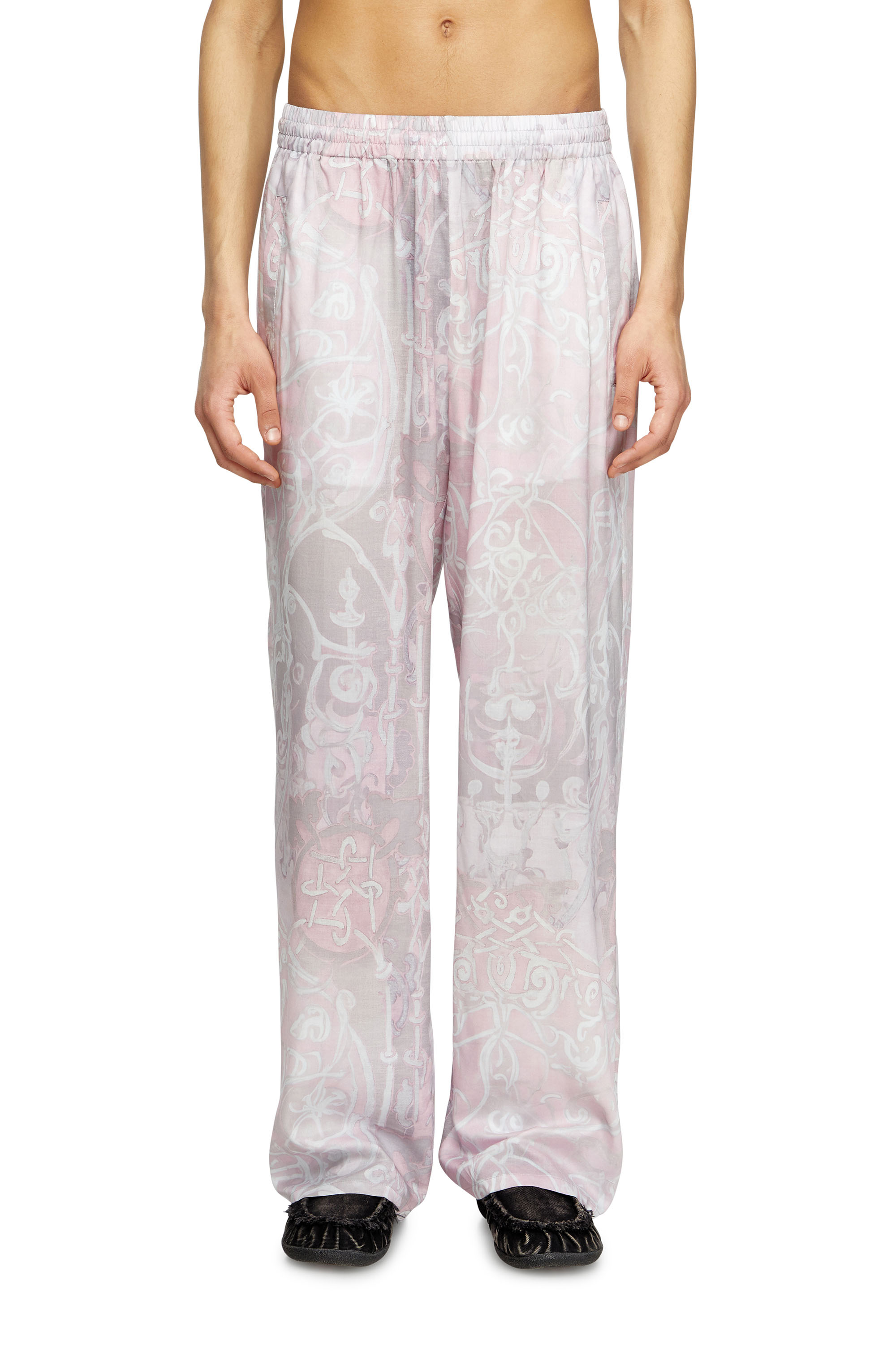 Diesel - P-THECK-A-AJFW, Unisex's Track pants with medieval print in Pink - 1