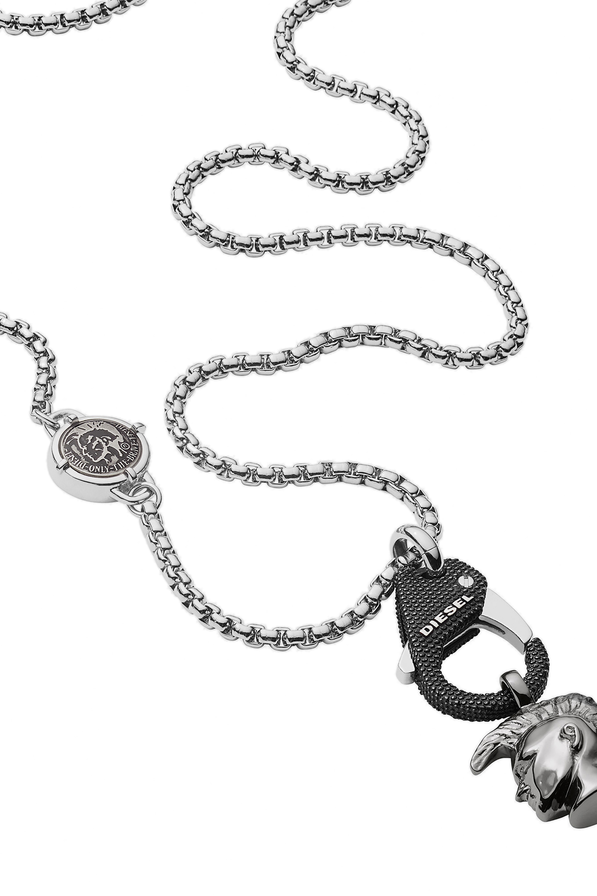 Diesel - DX1148, Man's Stainless steel pendant necklace in Silver/Black - 1