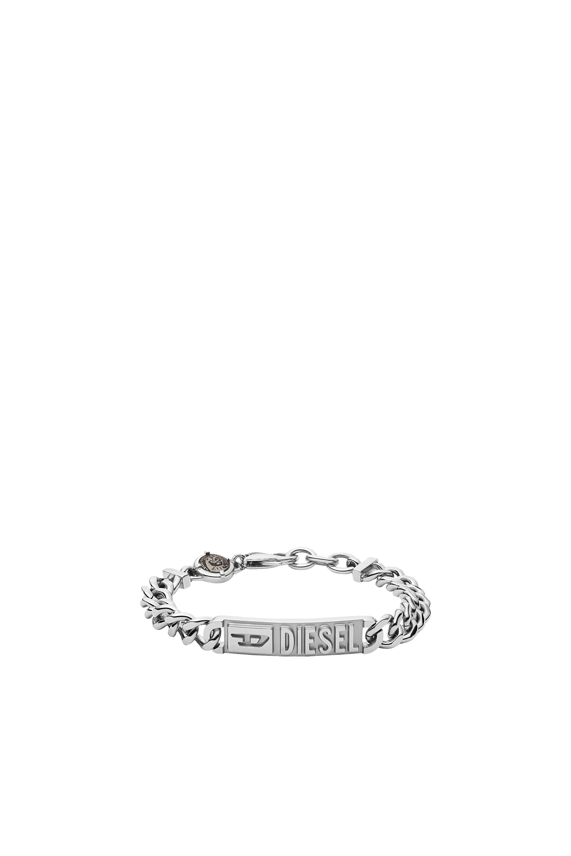 Diesel - DX1225, Man's Logo-Engraved Stainless Steel ID Bracelet in Silver - 1
