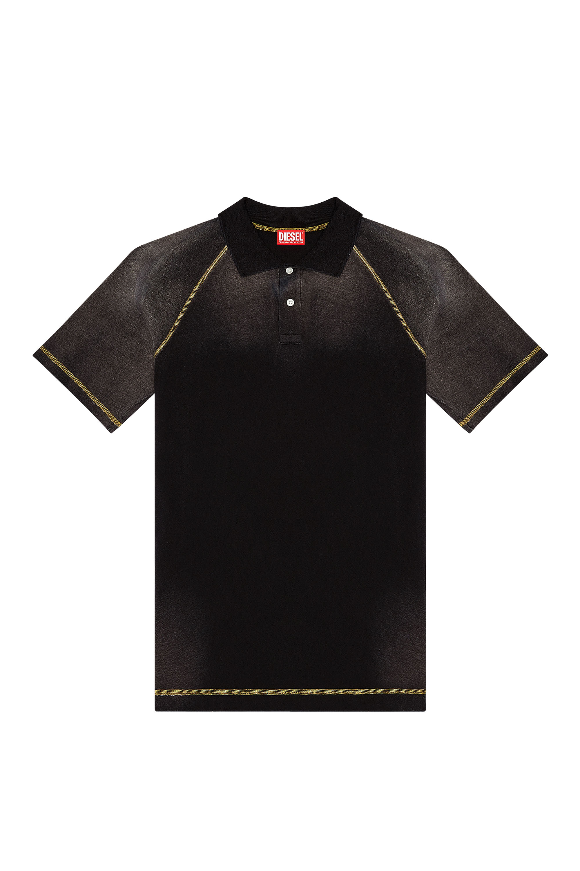 Diesel - T-RASMITH, Man's Polo shirt with sun-faded effects in Black - 3