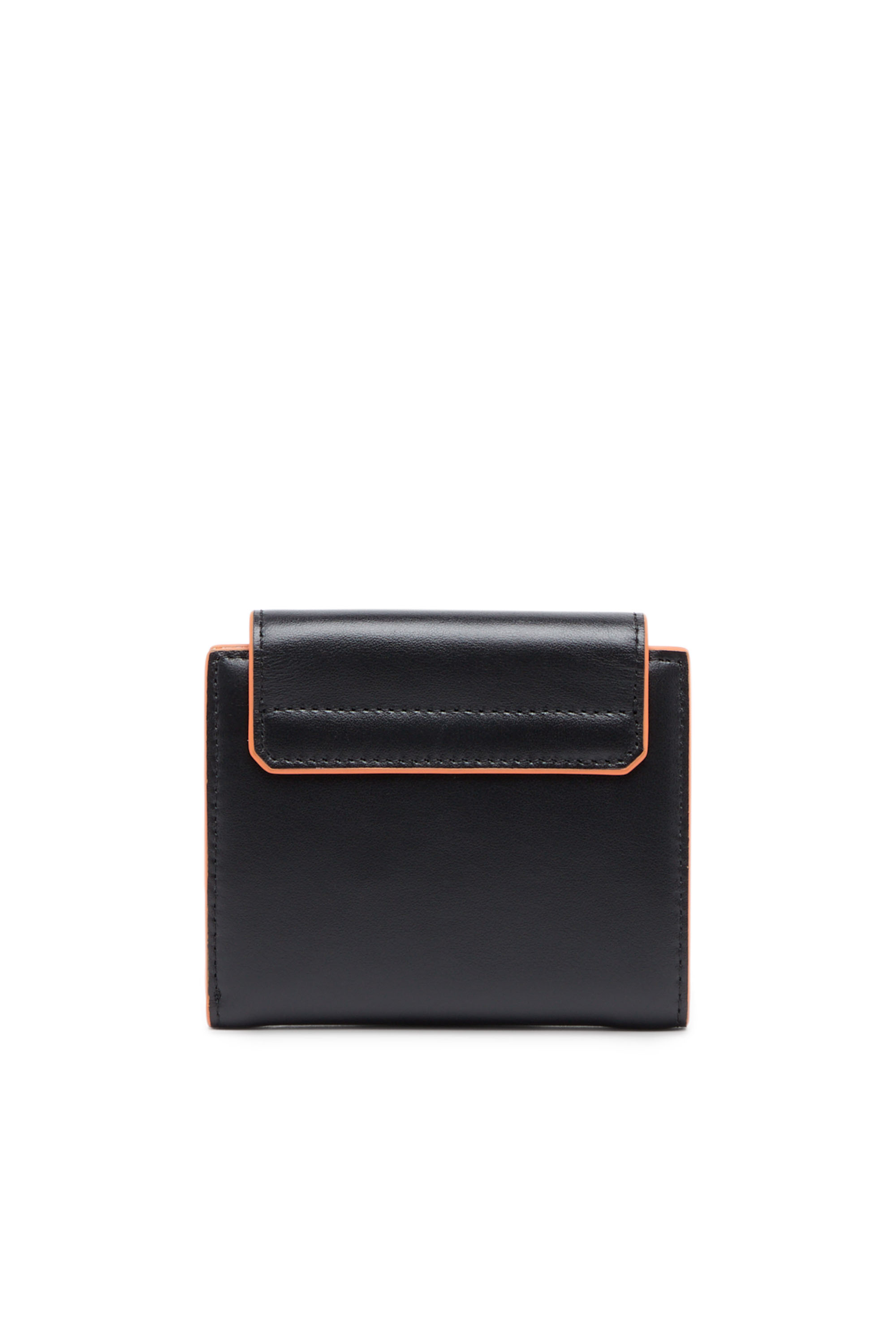 Diesel - BI-FOLD COIN S 3D, Woman's Colour-block leather wallet in Black/Orange - 2