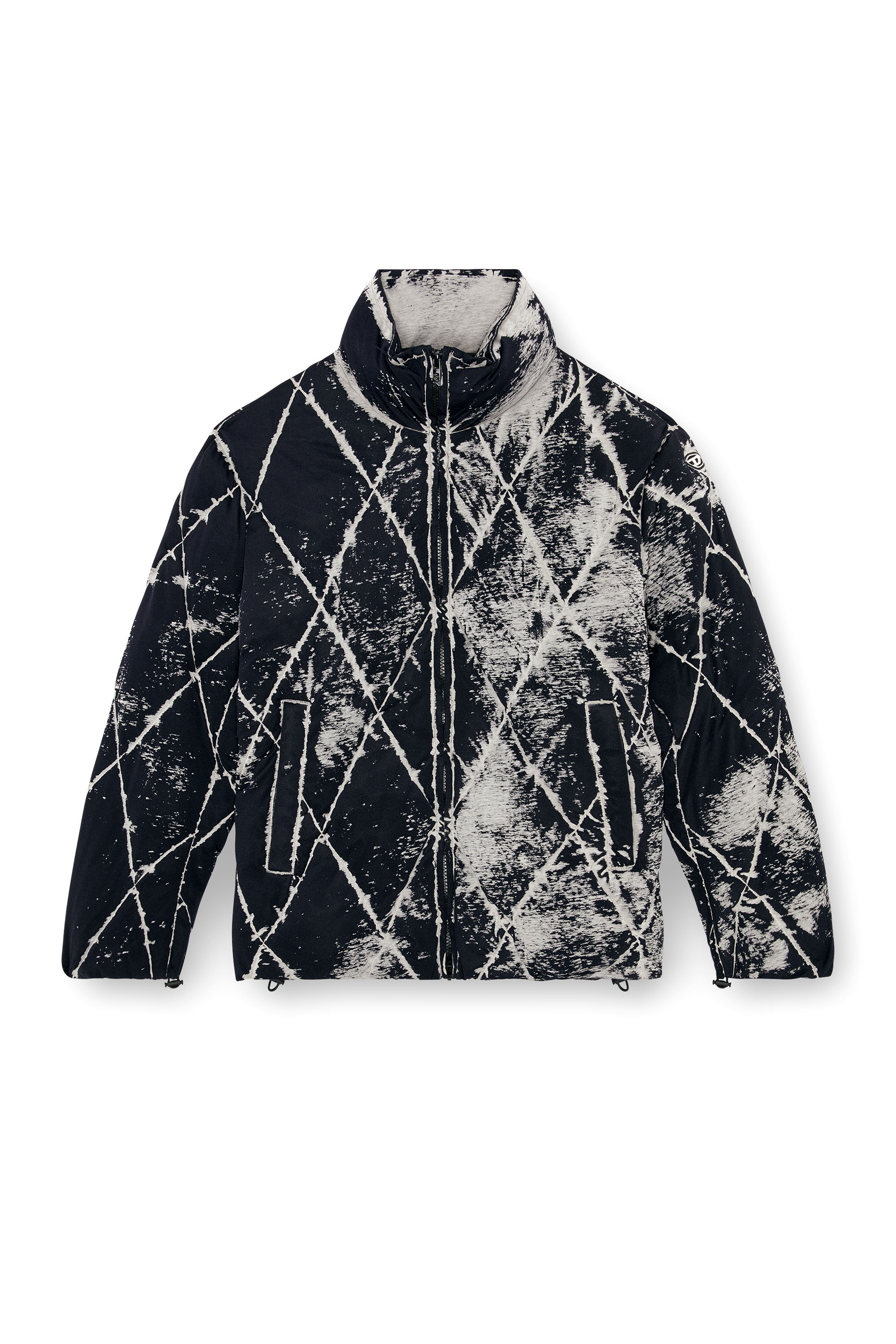 Diesel - W-MARCEL, Man's Puffer jacket in burn-out jersey in Black - 3