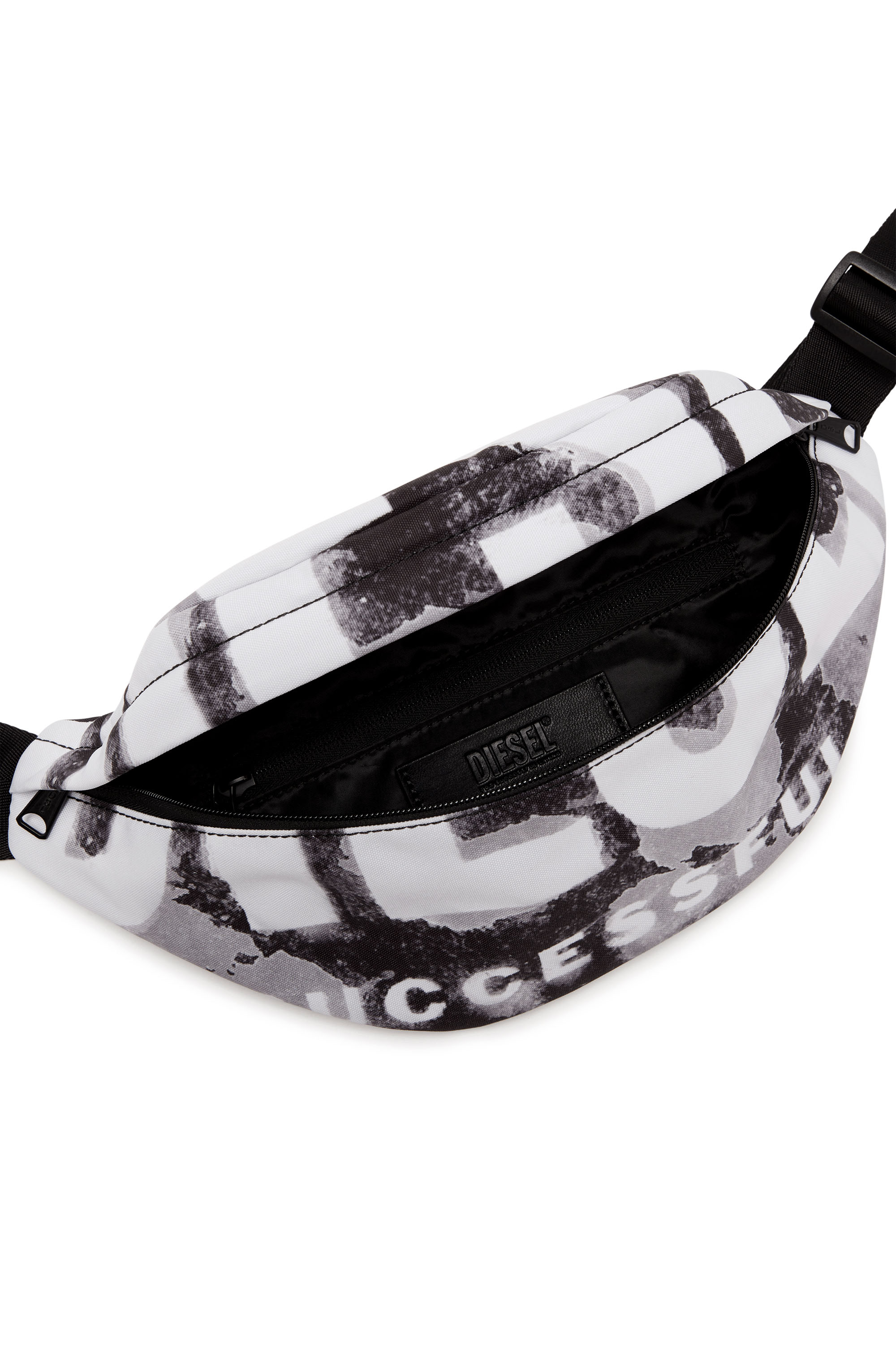 Diesel - RAVE BELTBAG X, Man's Rave Beltbag X - Belt bag in logo-printed fabric in Black - 4