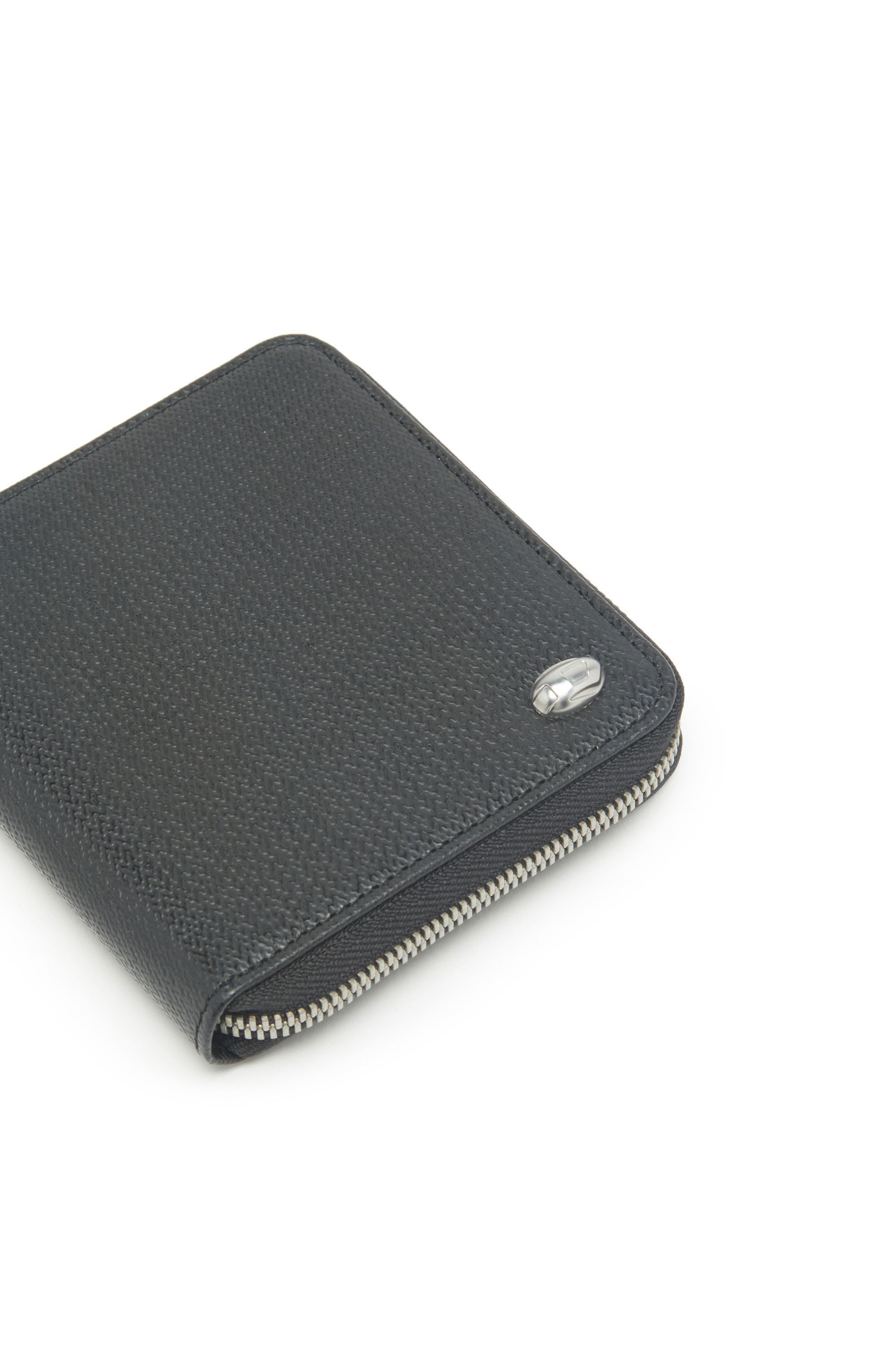 Diesel - BI-FOLD COIN ZIP M, Man's Zip wallet in textured leather in Black - 4