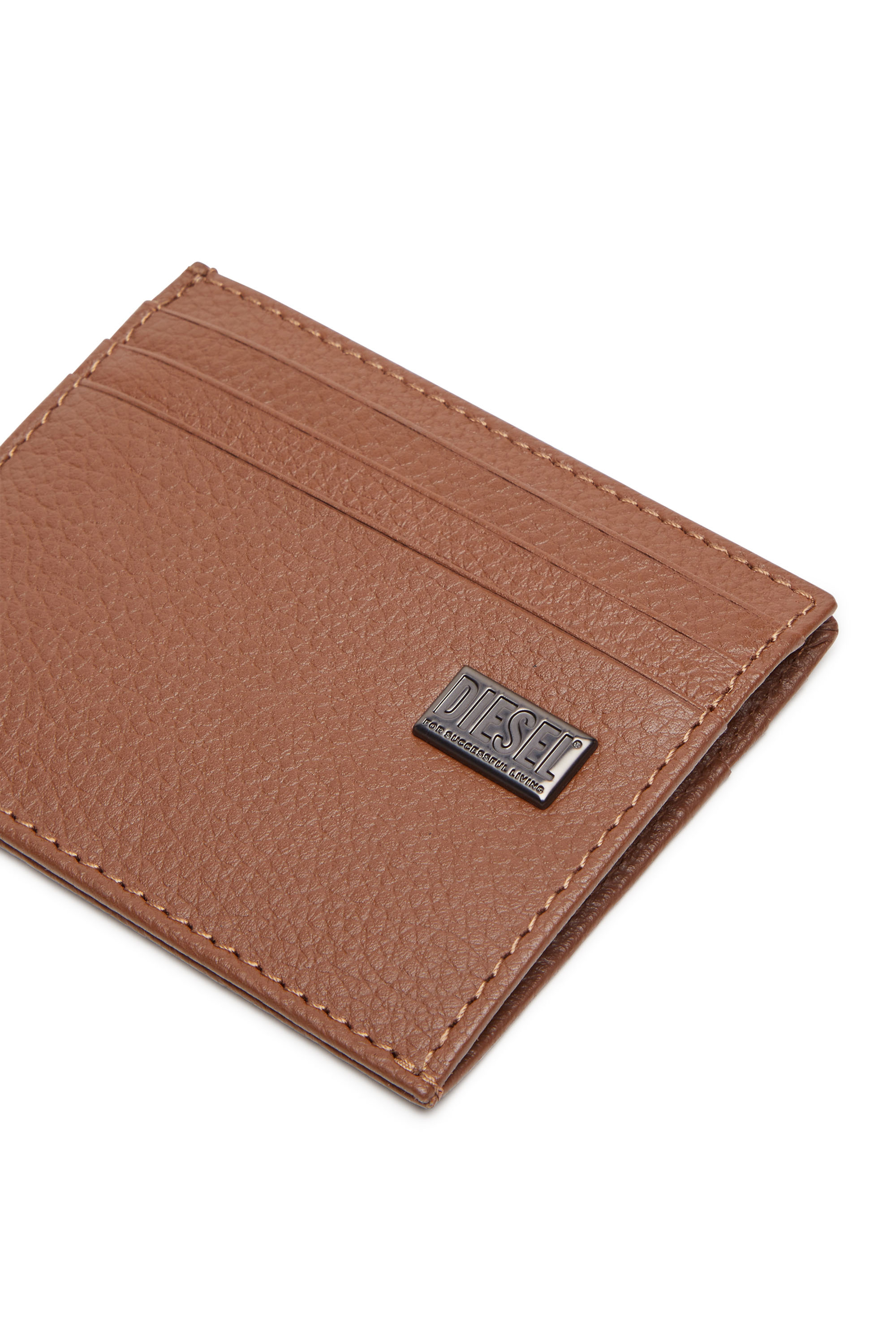 Diesel - MEDAL-D CARD HOLDER 6, Man's Card holder in grainy leather in Brown - 4
