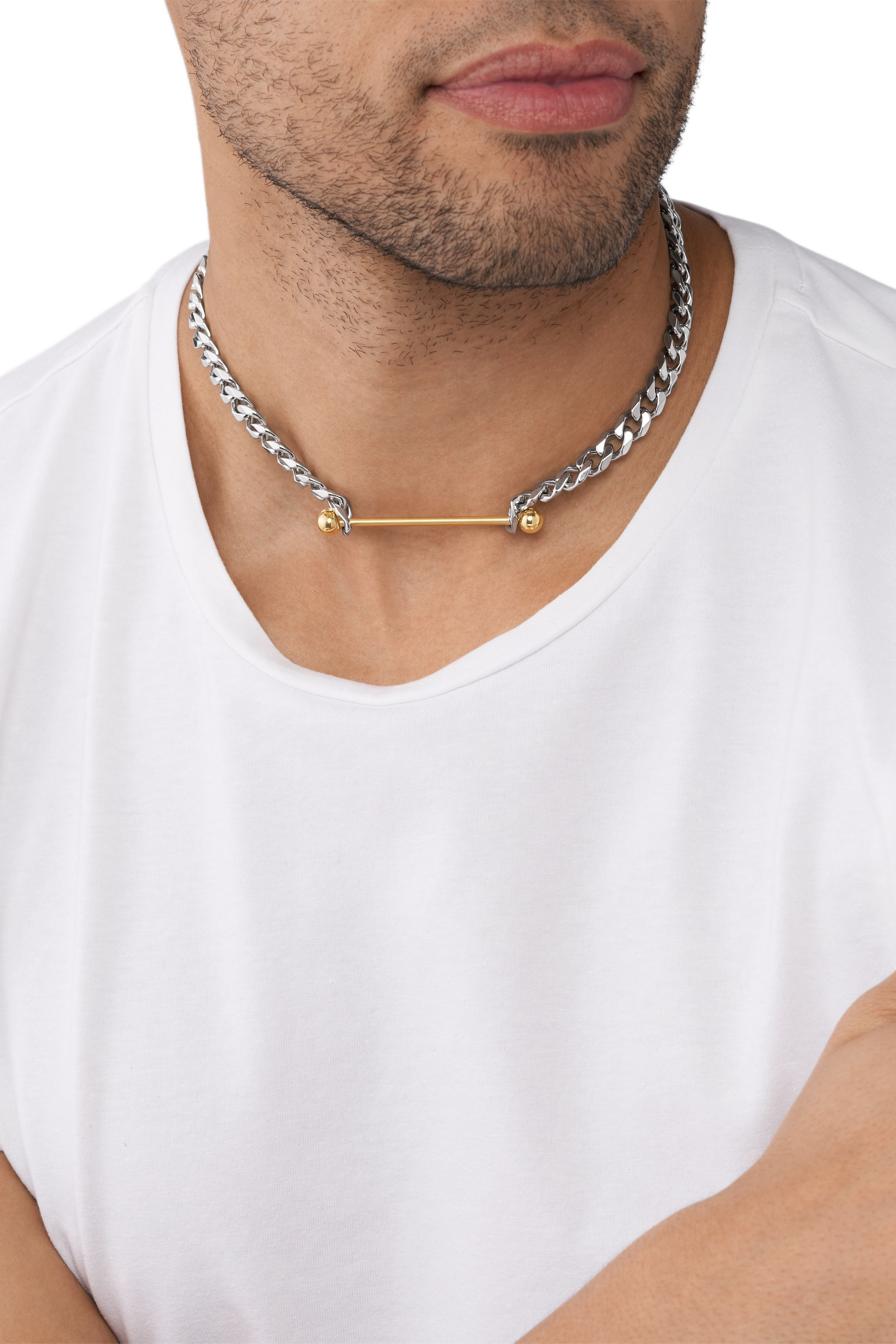 Diesel - DX1408, Unisex's Two-Tone Stainless Steel Chain Necklace in Silver - 4