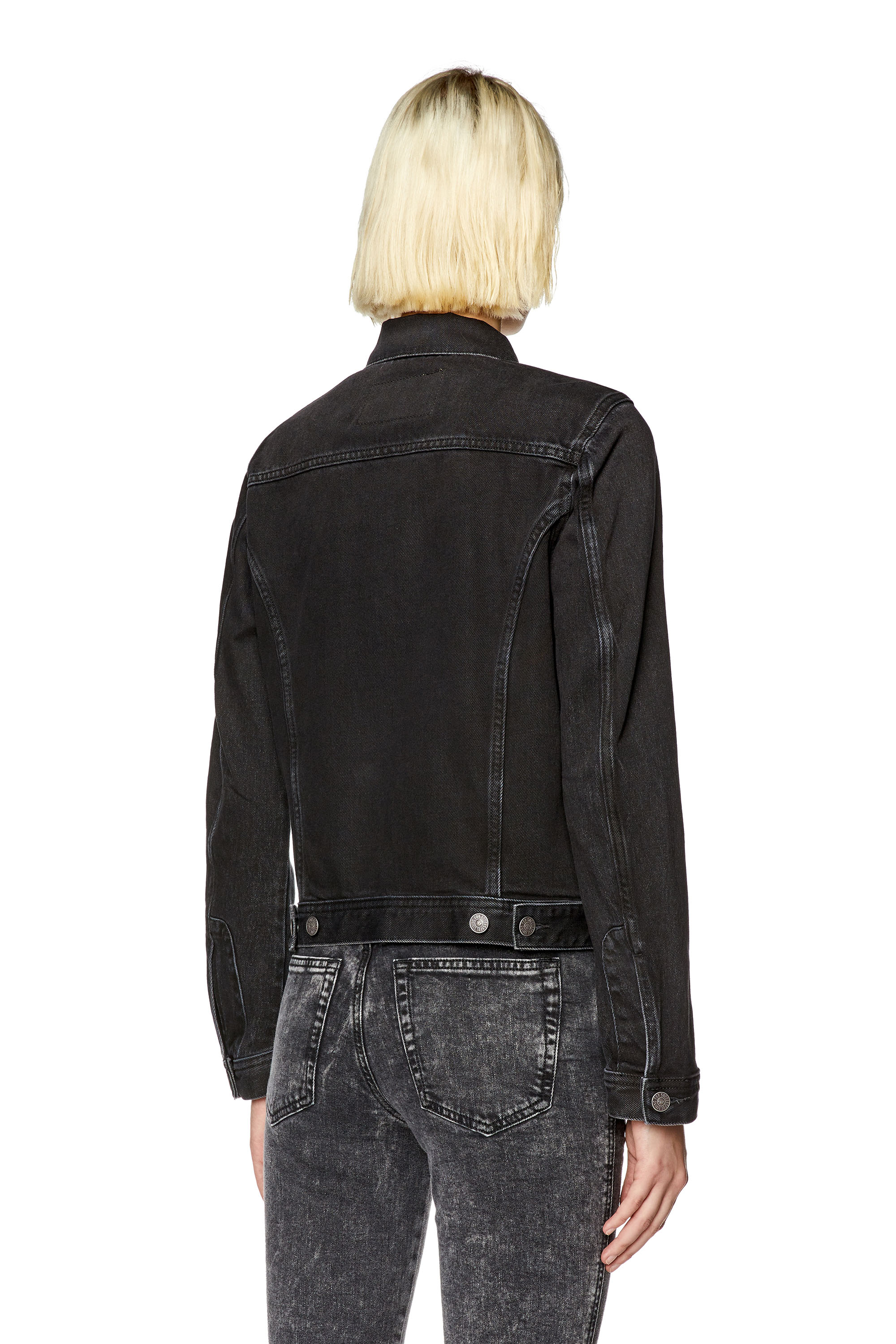 Diesel - DE-BONNY, Woman's Trucker jacket in denim in Black/Dark grey - 4