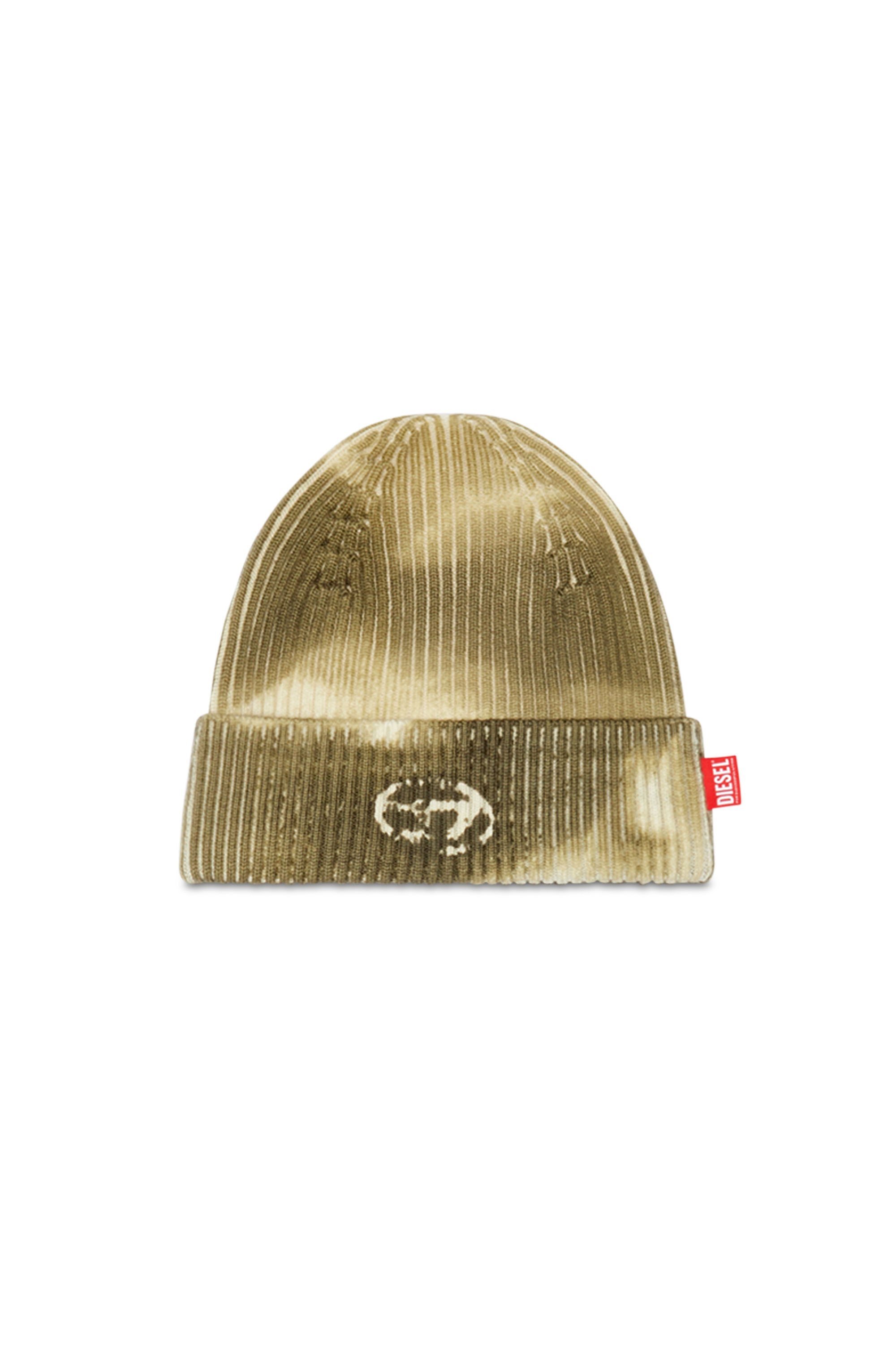 Diesel - K-GREATY, Unisex's Wool beanie with camo print in Olive Green - 1