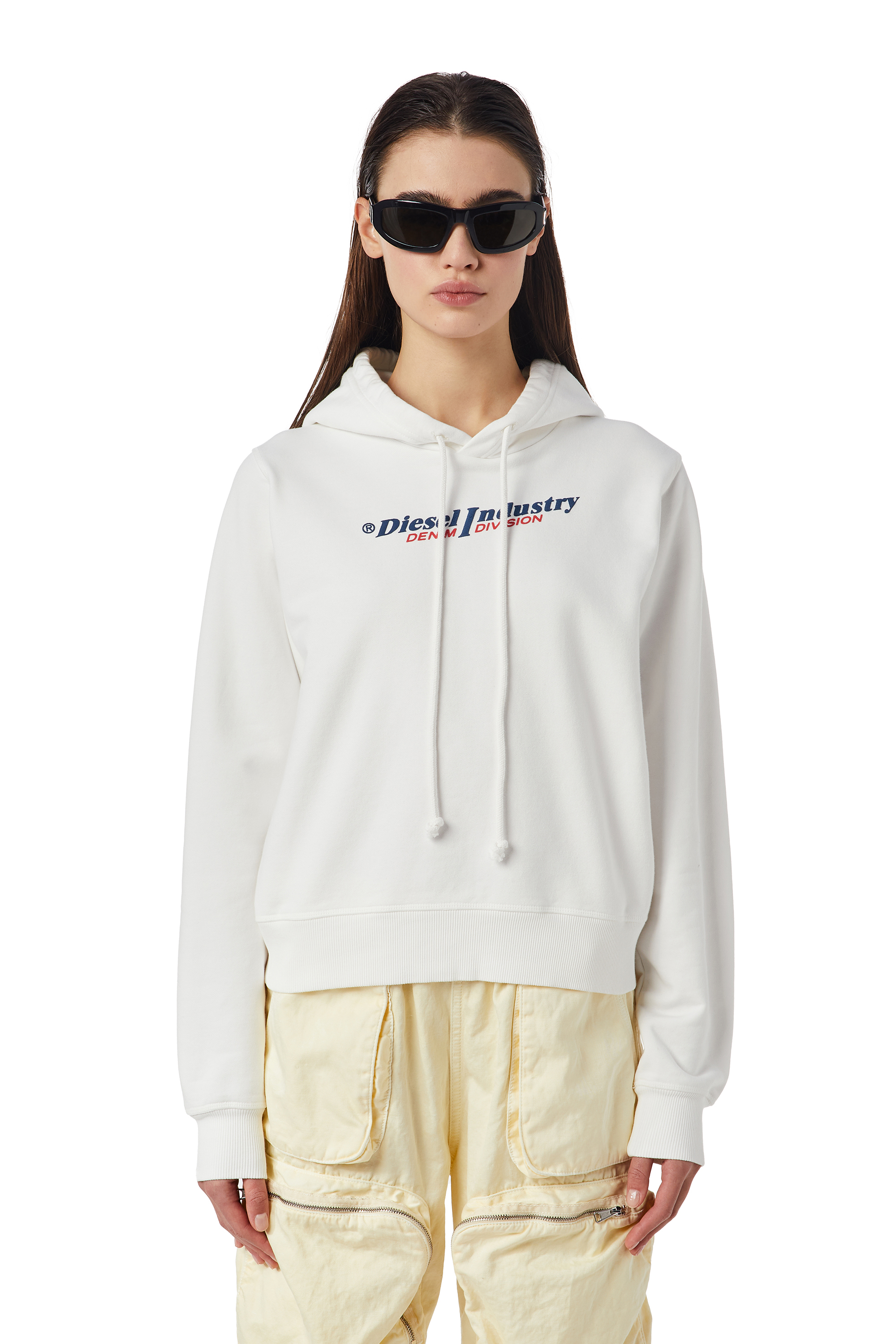 Diesel - F-REGGY-HOOD-IND, Woman's Hoodie with Diesel Industry print in White - 1