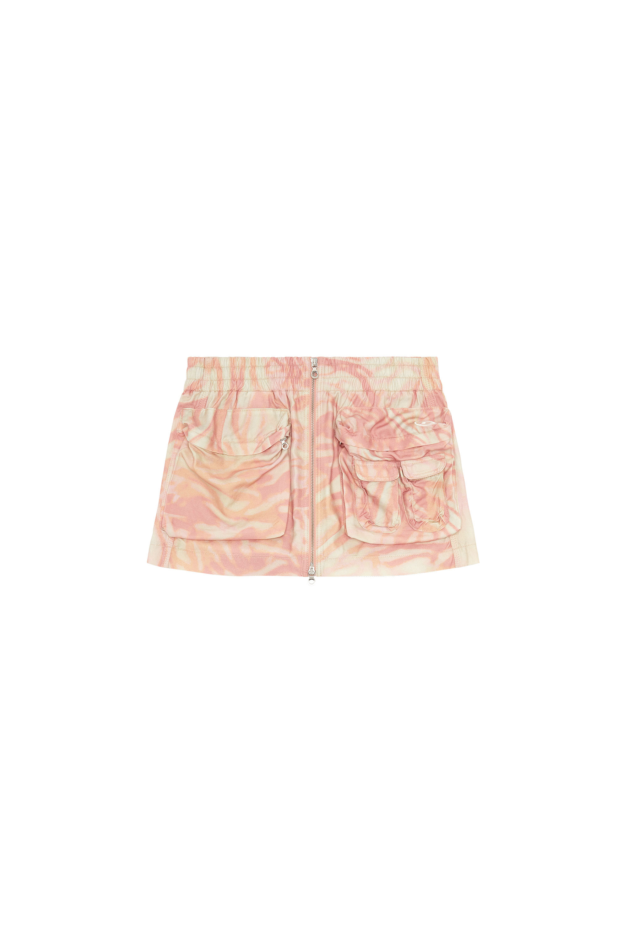 Diesel - O-MIRTY, Woman's Mini cargo skirt in zebra-camo twill in Pink - 2