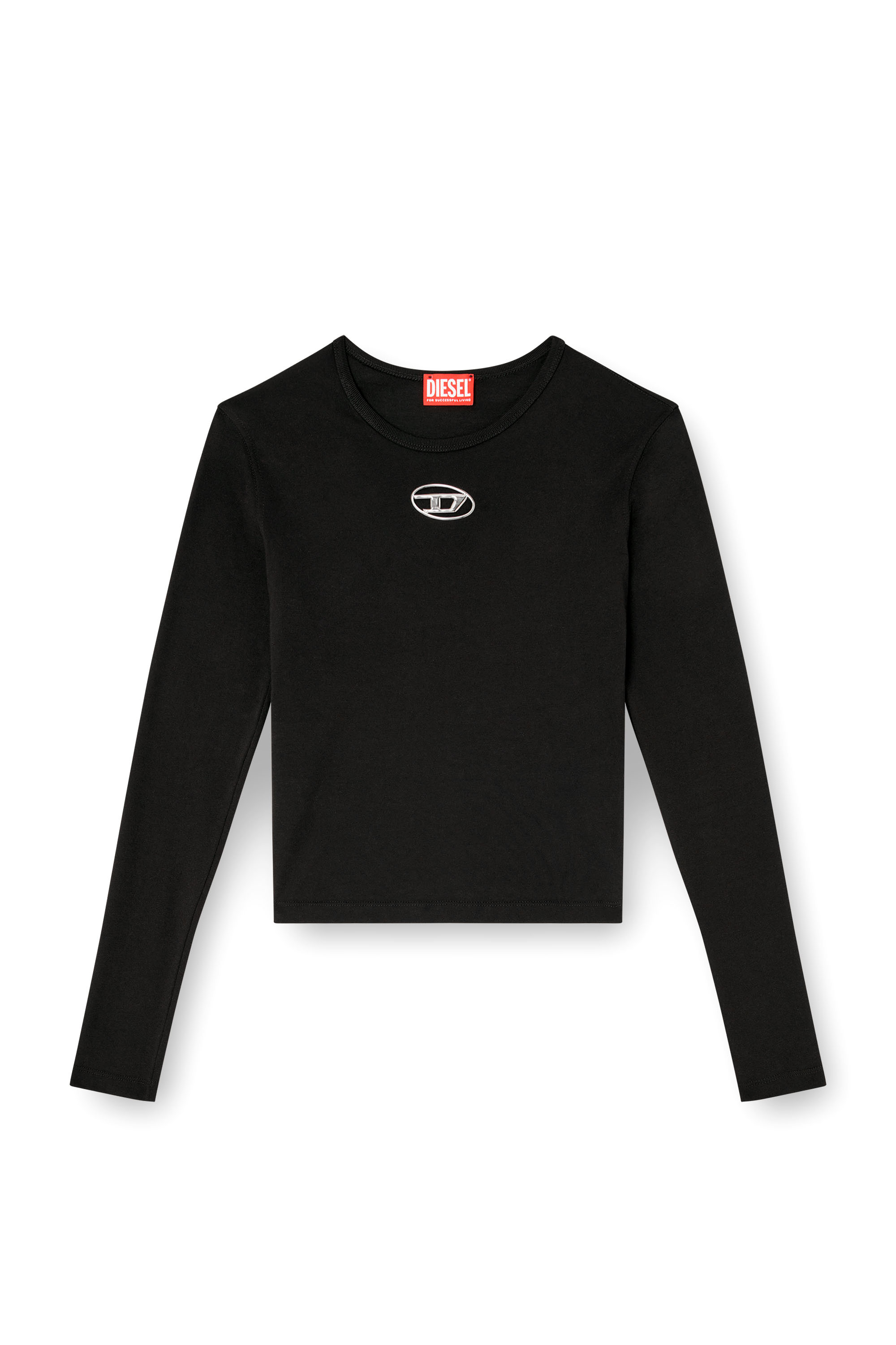Diesel - T-UNCUTIE-LONG-LS-OD, Woman's Long-sleeve top with Oval D cut-out in Black - 3