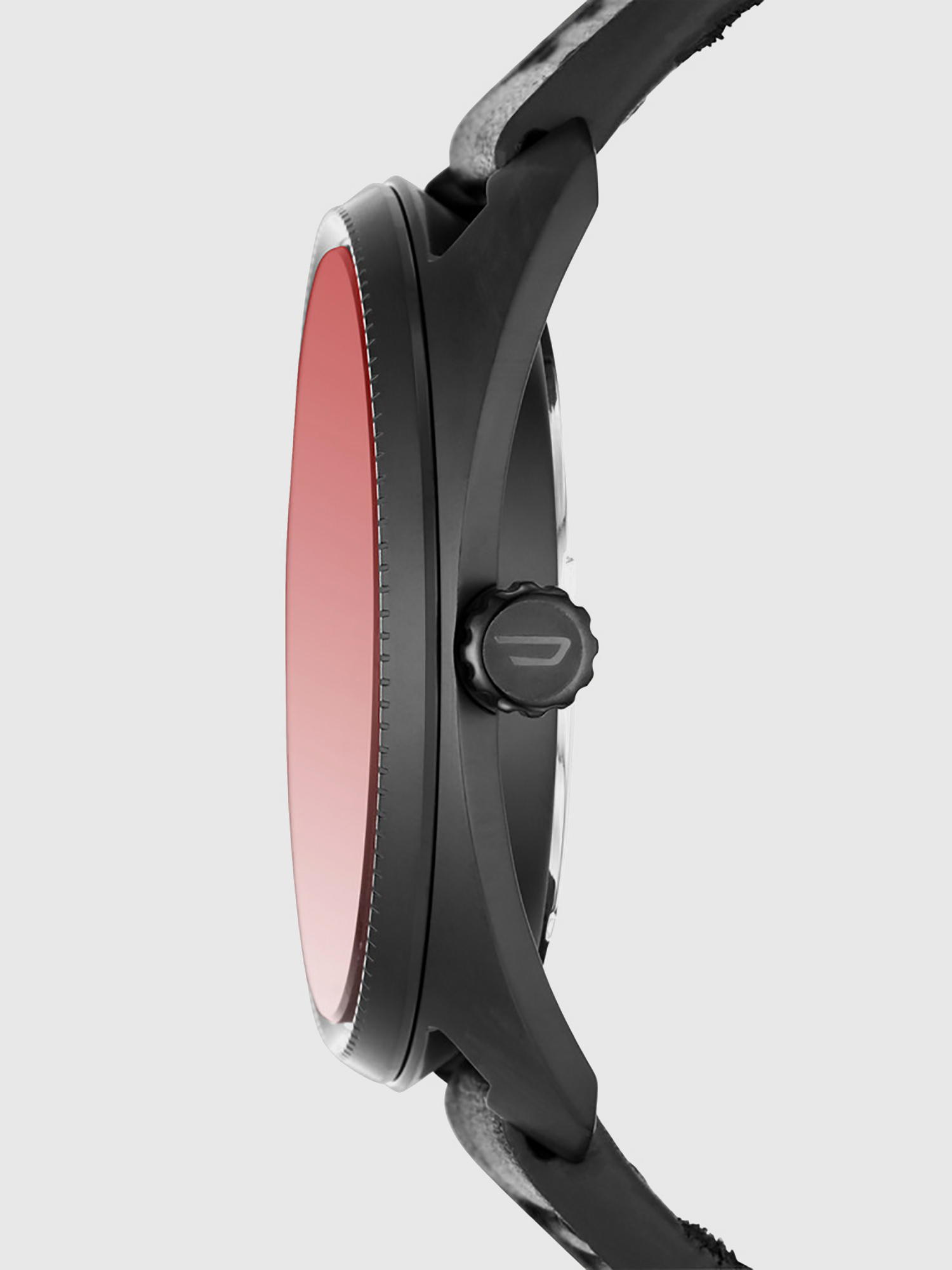 Diesel - DZ1837, Man's Fastback leather watch with red lens, 45 mm in Black - 2
