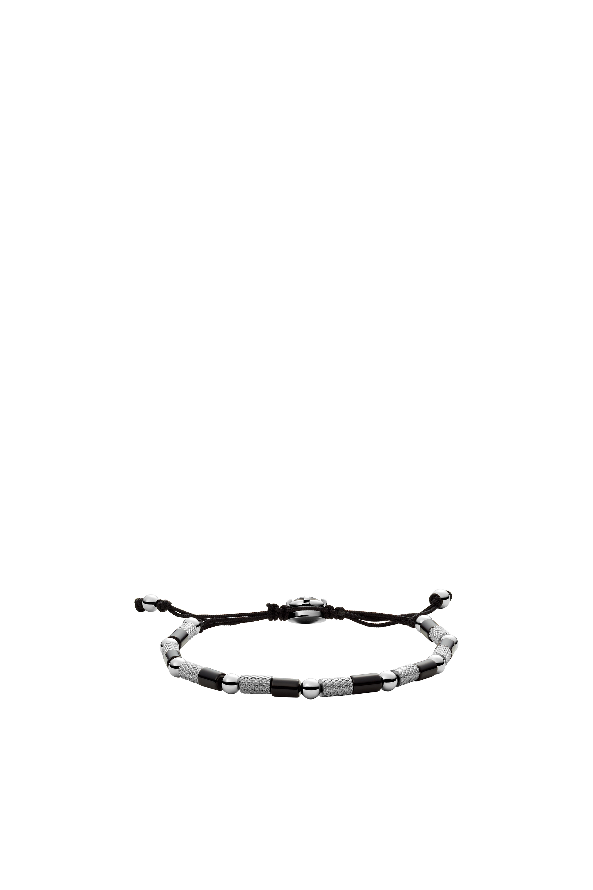 Diesel - DX1311, Unisex's Black agate and nylon beaded bracelet in Black/Grey - 1