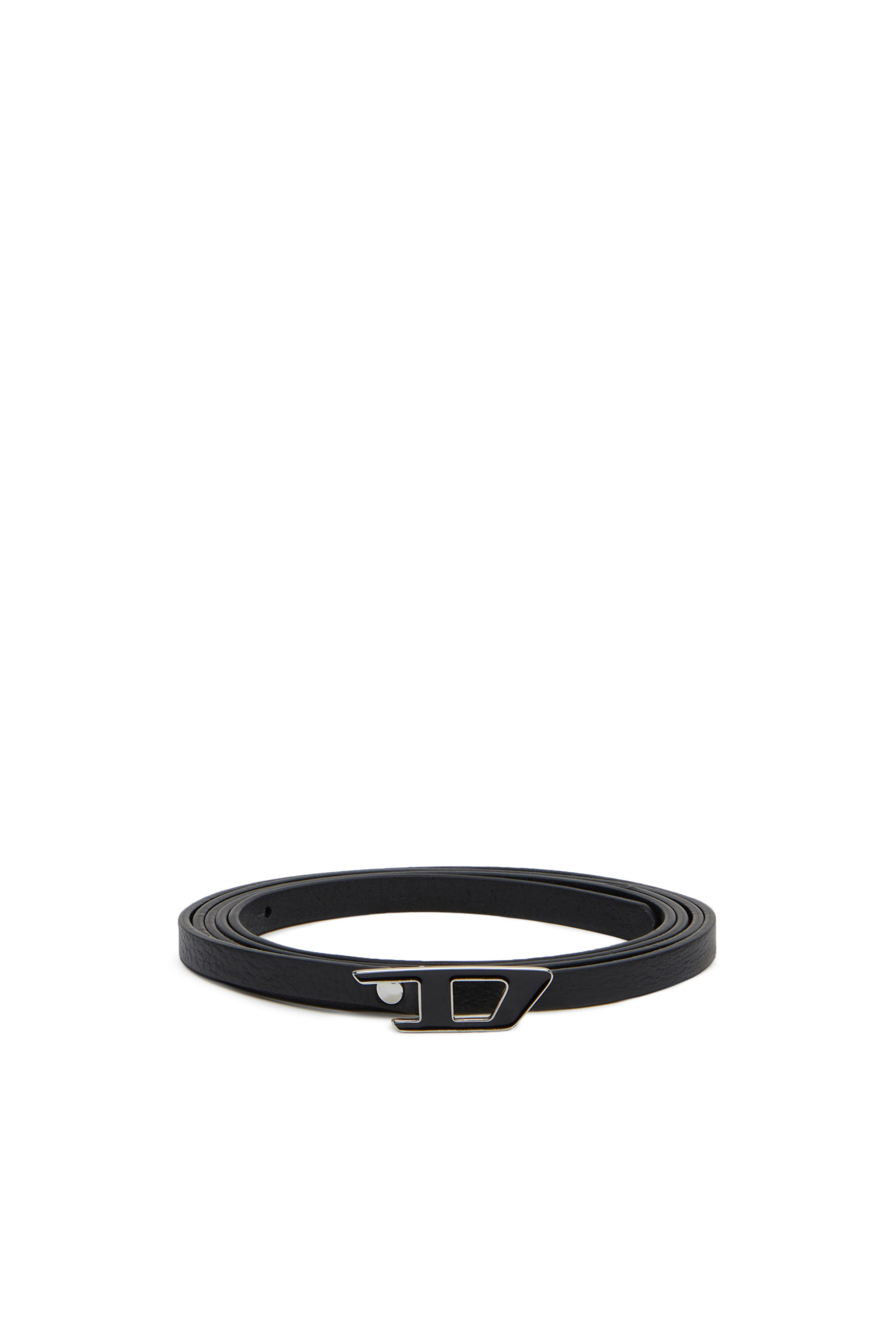 Diesel - B-DLOGO 10, Woman's Slim double-wrap leather belt in Black - 1