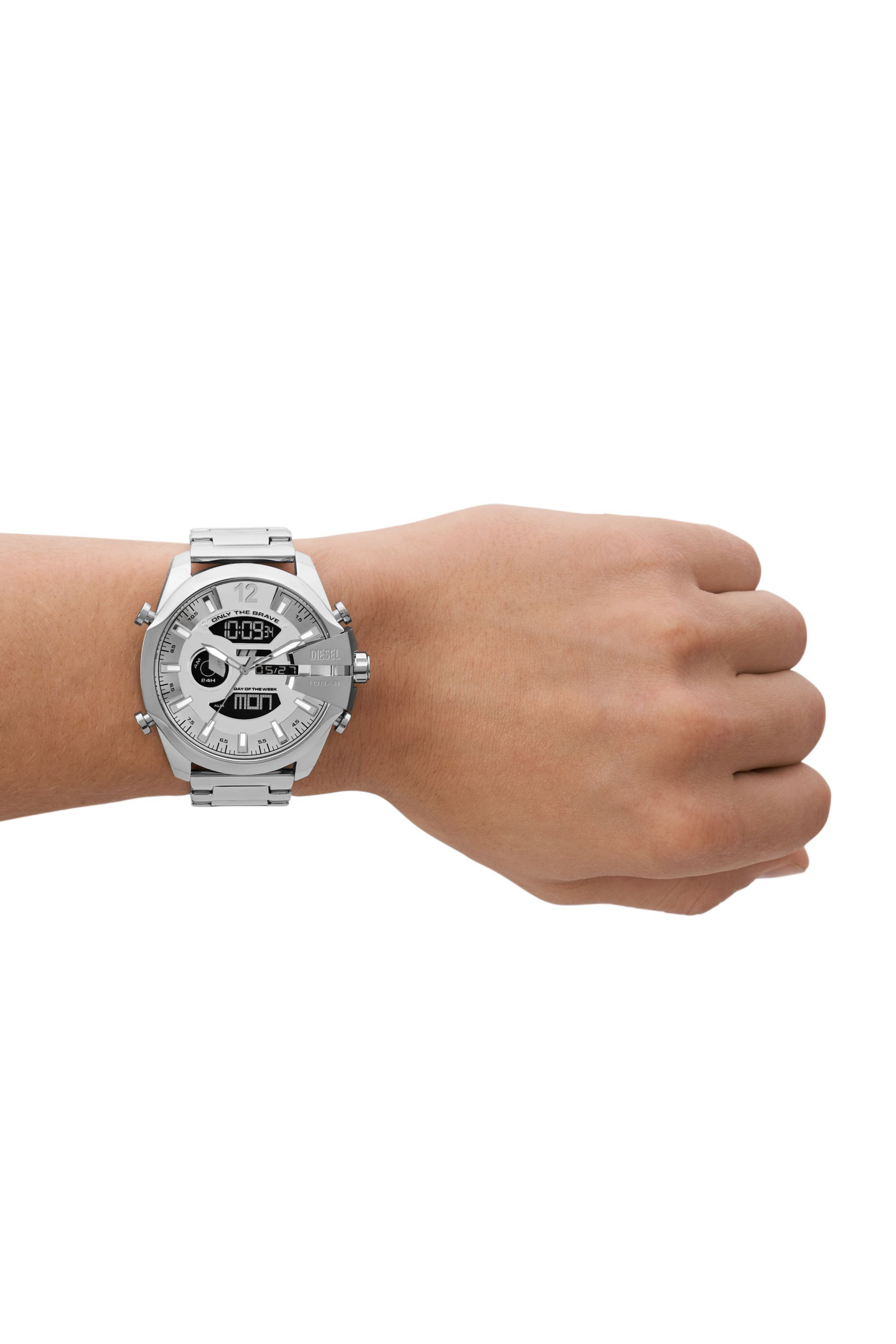 Diesel - DZ4648, Man's Mega Chief ana-digi stainless steel watch in Silver - 4