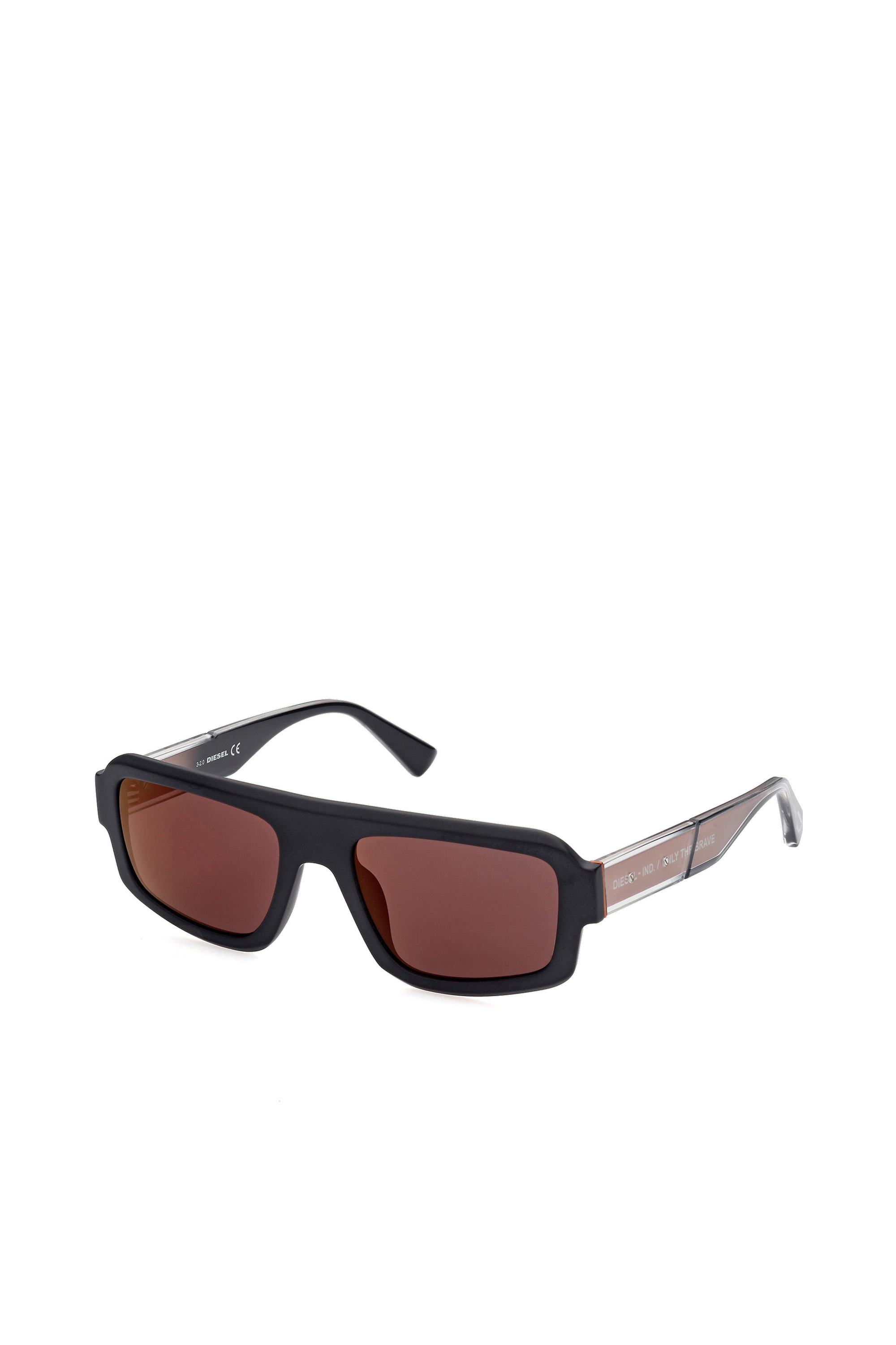 Diesel - DL0348, Man's Wrap fitting with bold construction sunglasses in Black/Red - 3