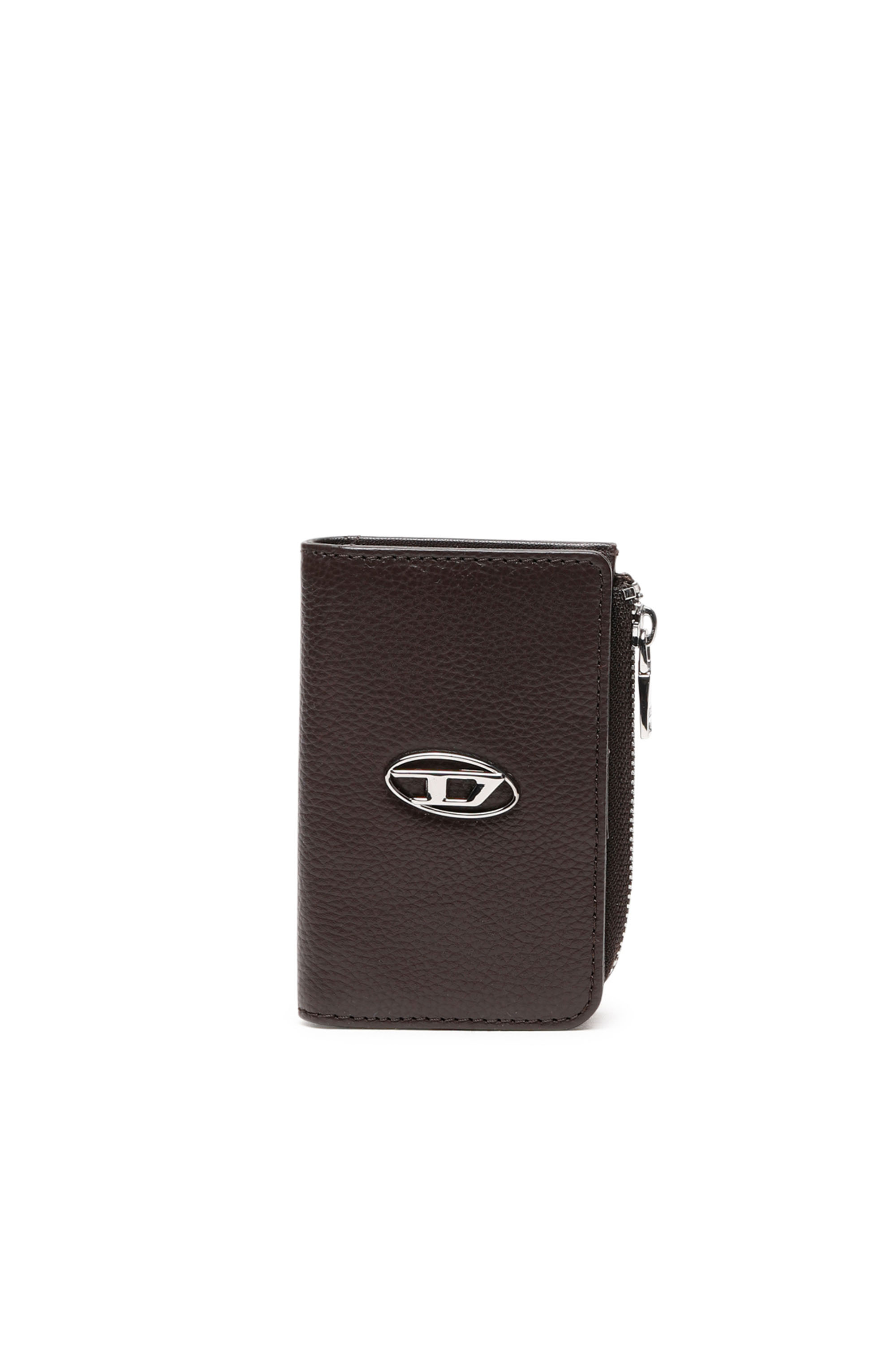 Diesel - L-ZIP KEY, Man's Key case in grained leather in Brown - 1