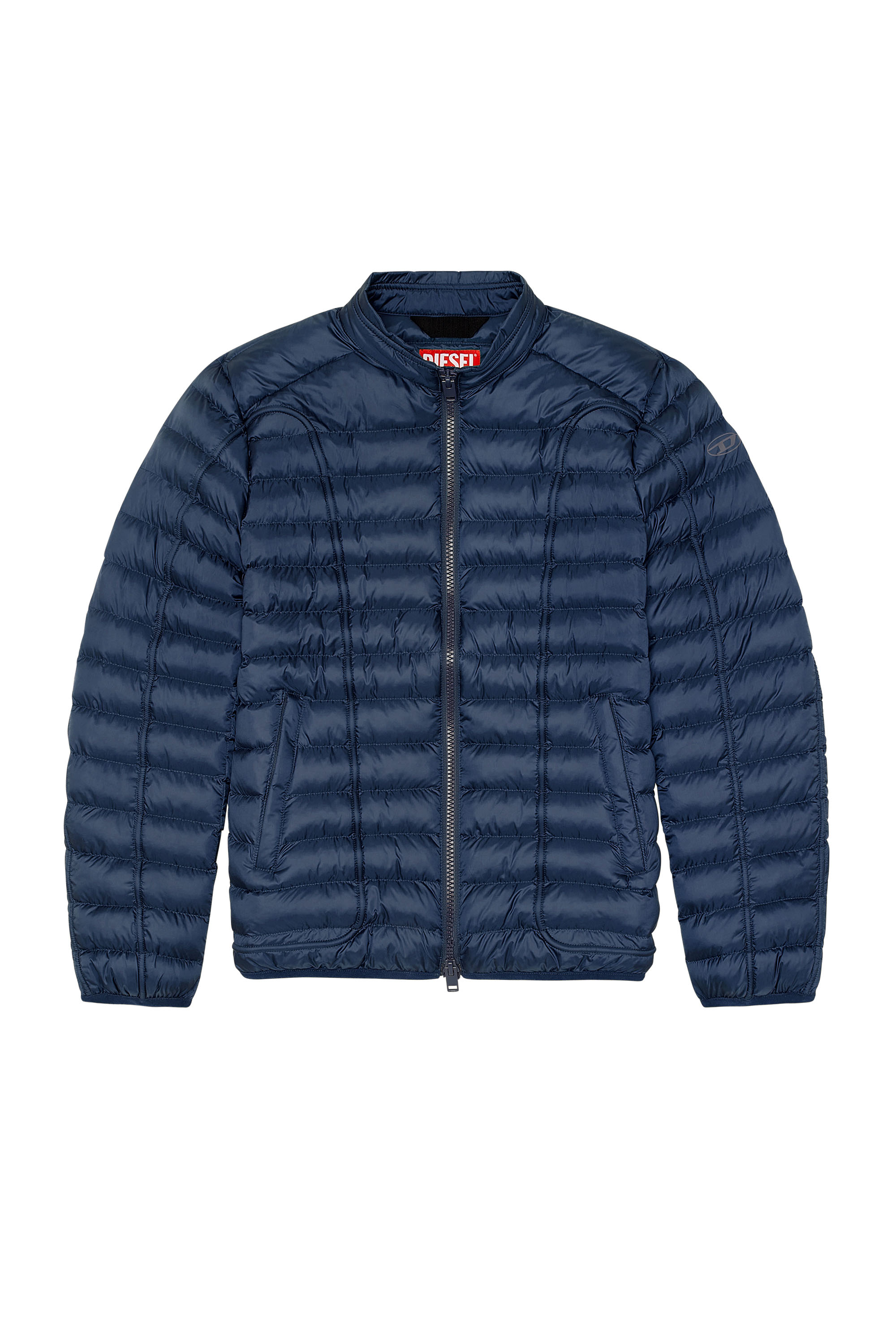 Diesel - W-HAWKYL, Man's Nylon puffer jacket with piping in Blue - 3