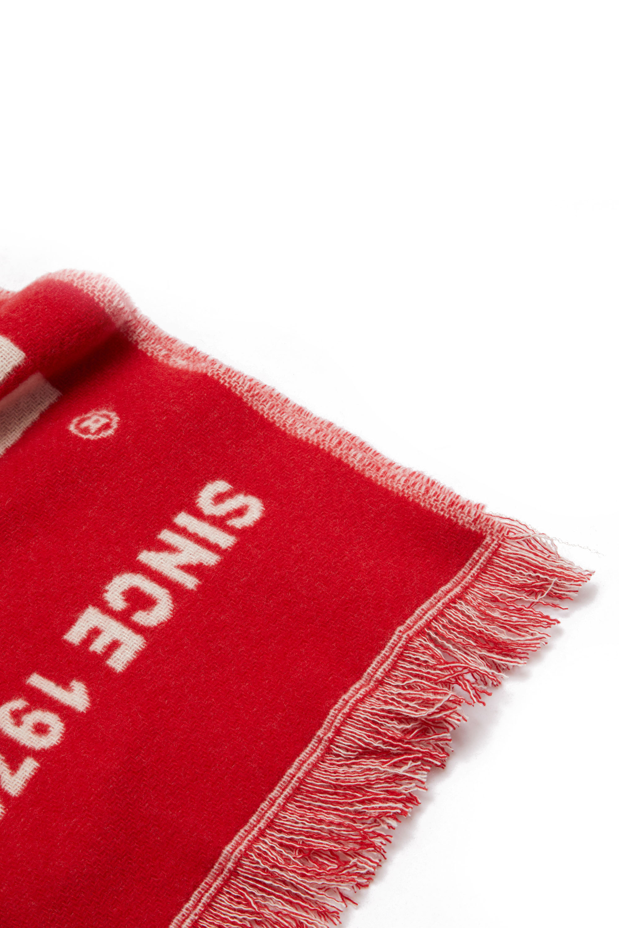 Diesel - S-BISC-NEW, Man's Blended wool scarf with jacquard logo in Red - 4