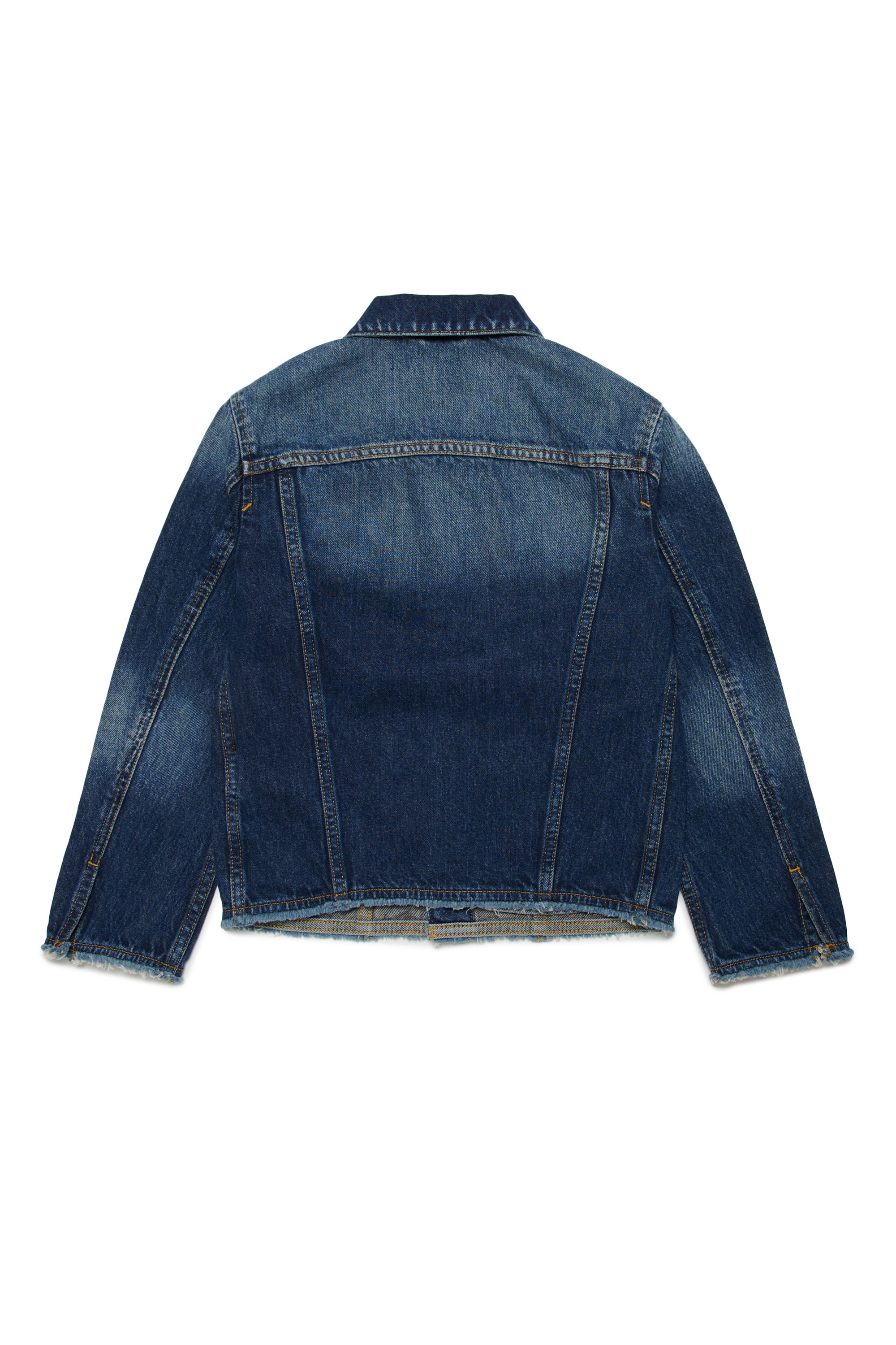 Diesel - JBARCY-J-S, Unisex's Trucker jacket with frayed edges in Dark Blue - 2
