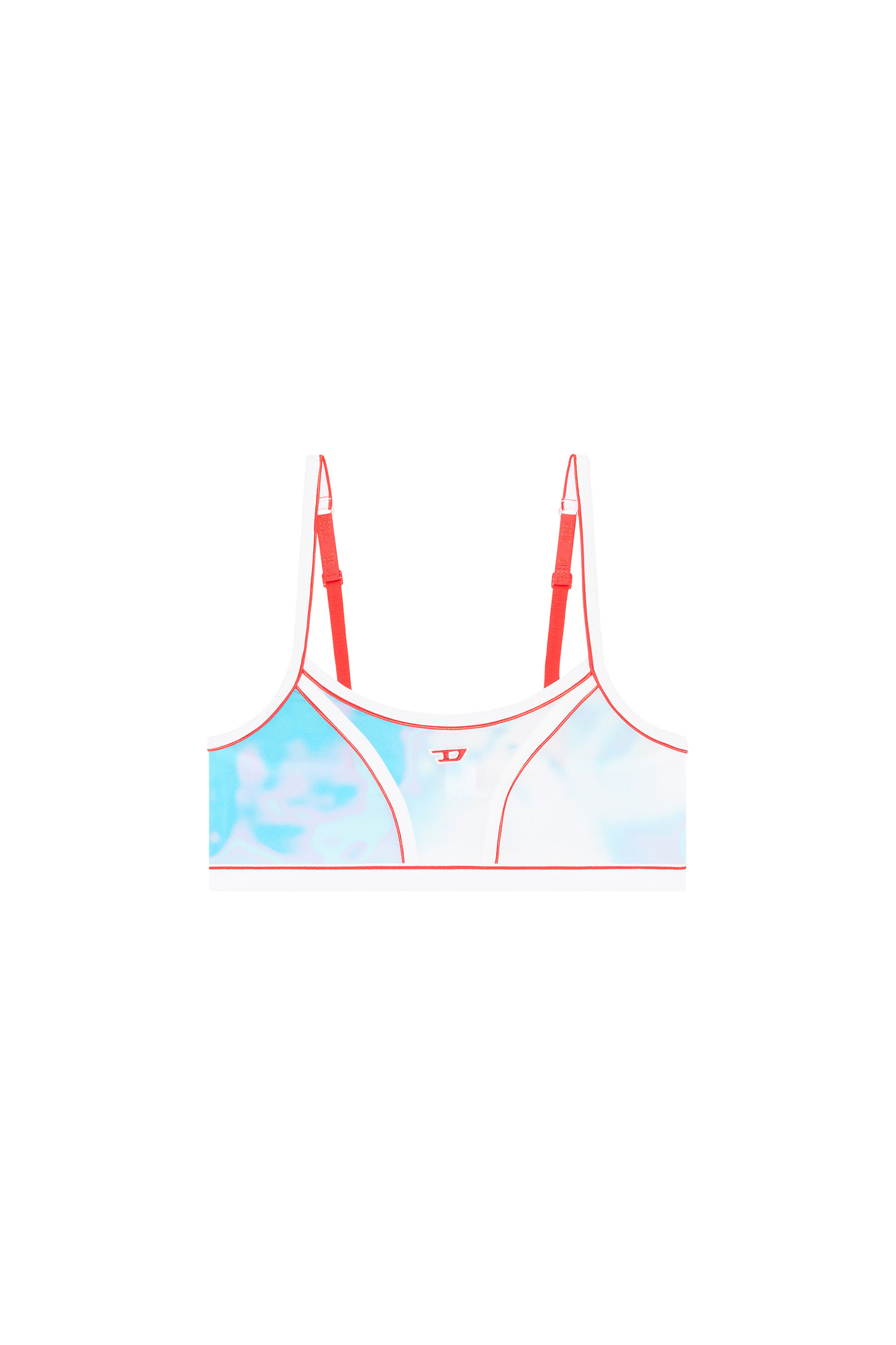 Diesel - UFSB-NIKIS, Woman's Microfibre bralette with wavy print in Light Blue - 1