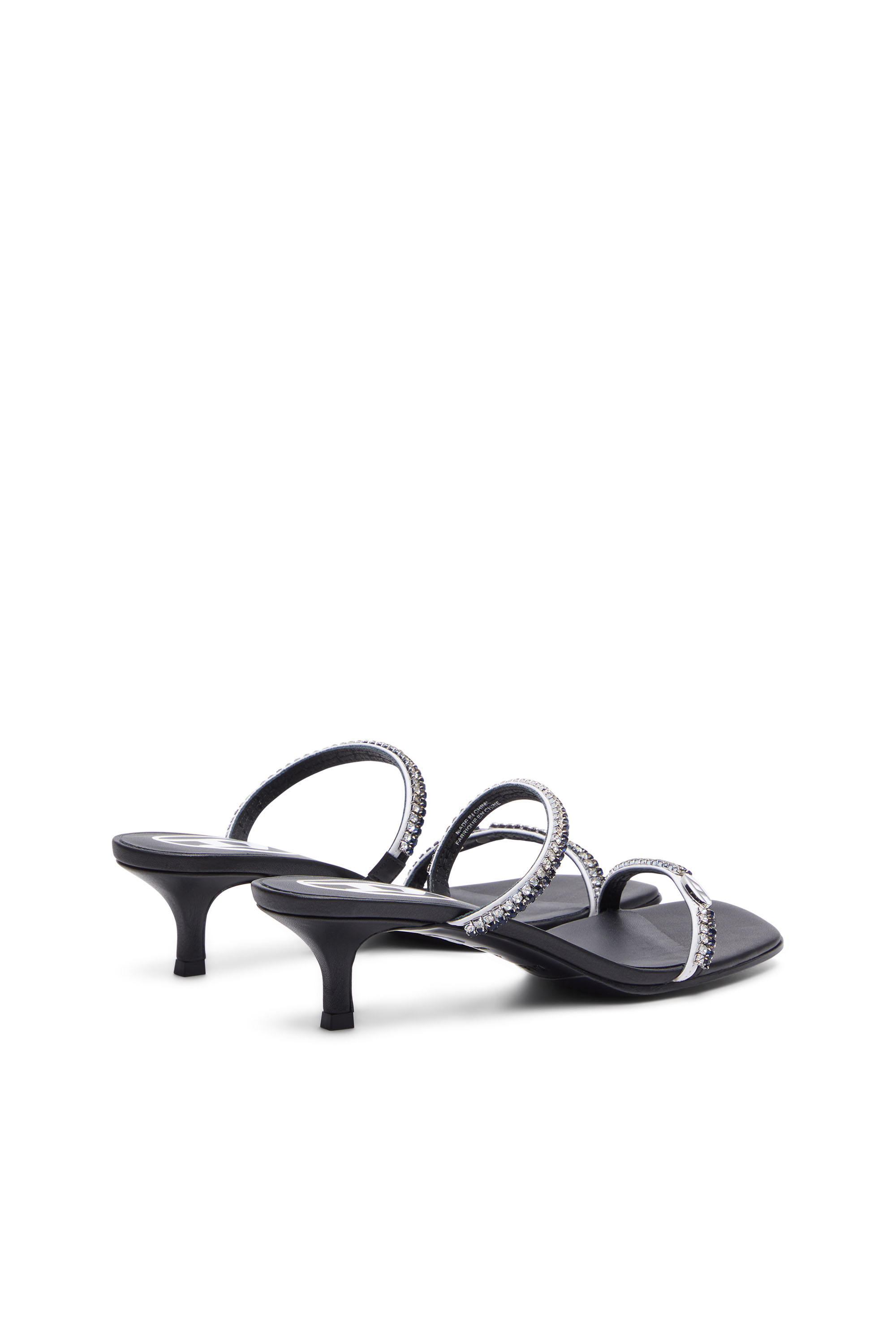 Diesel - D-KITTIE SD, Woman's D-Kittie SD - Leather sandals with crystal straps in Black - 3
