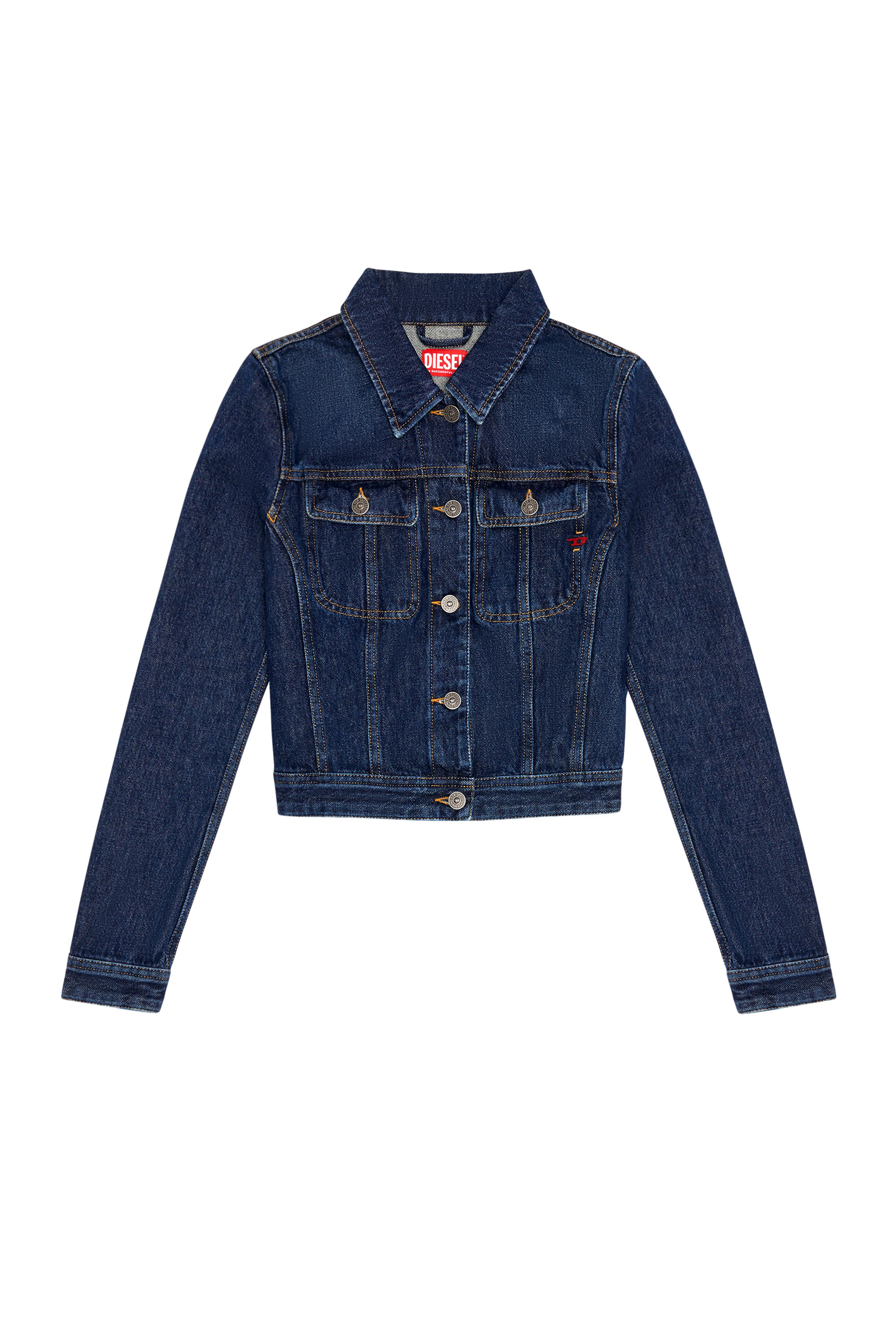 Diesel - DE-SLIMMY TRUCKER JACKET, Woman's Slim-fit trucker jacket in Dark Blue - 3