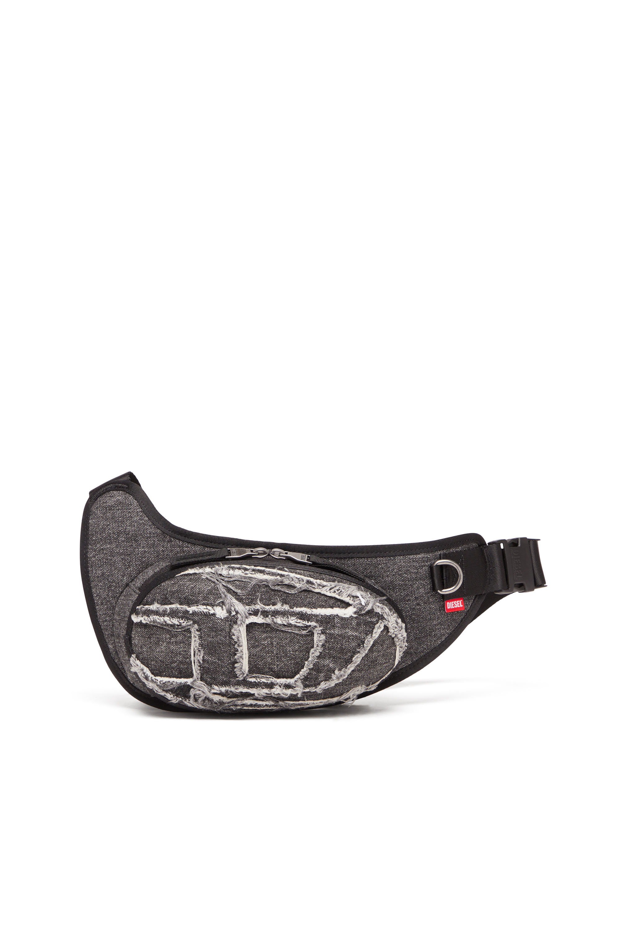 Diesel - 1DR-POD CROSSBODY D, Man's 1DR-Pod Crossbody D - Hard shell sling bag in distressed denim in Black - 1