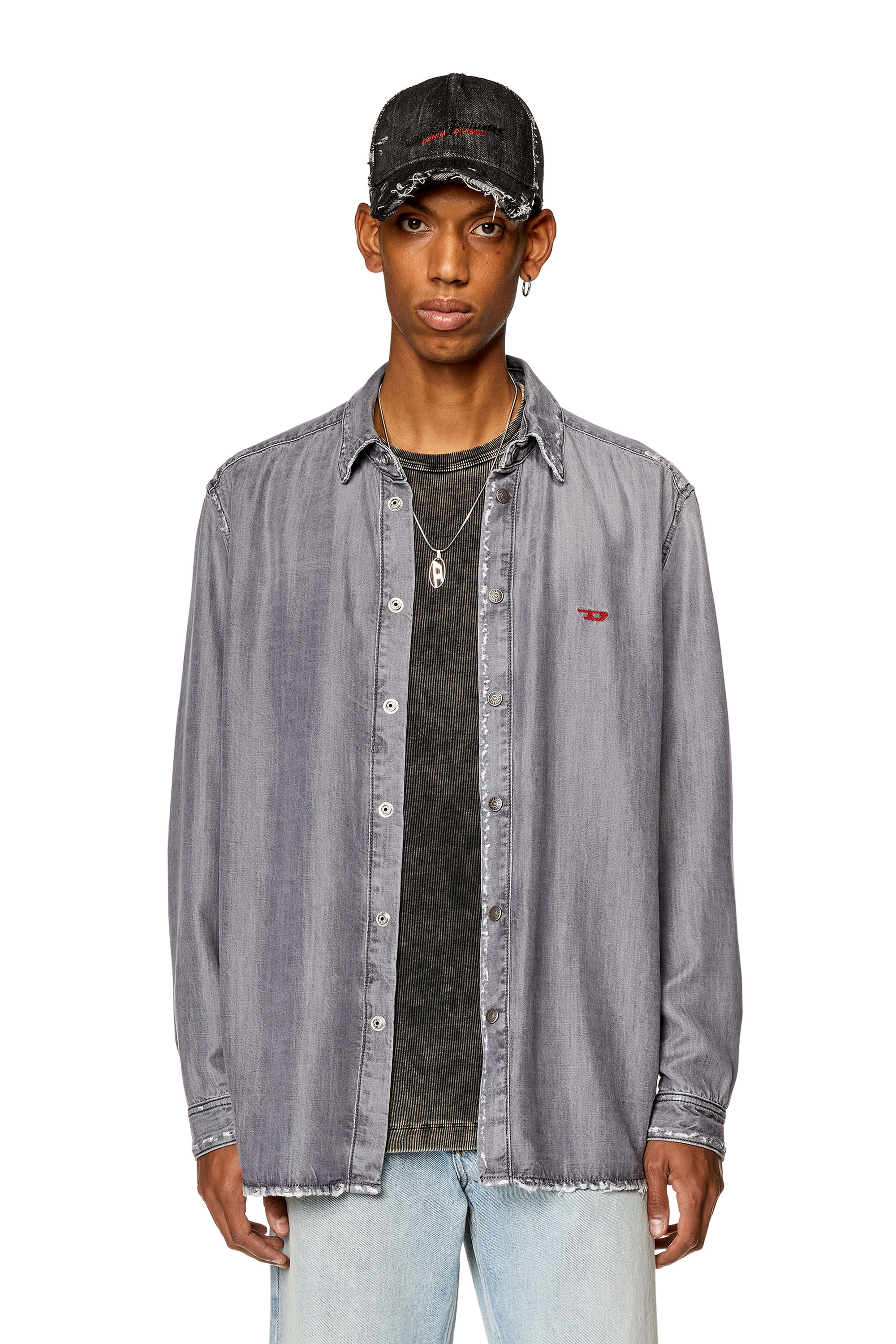 Diesel - D-SIMPLY, Man's Shirt in light denim in Grey - 1