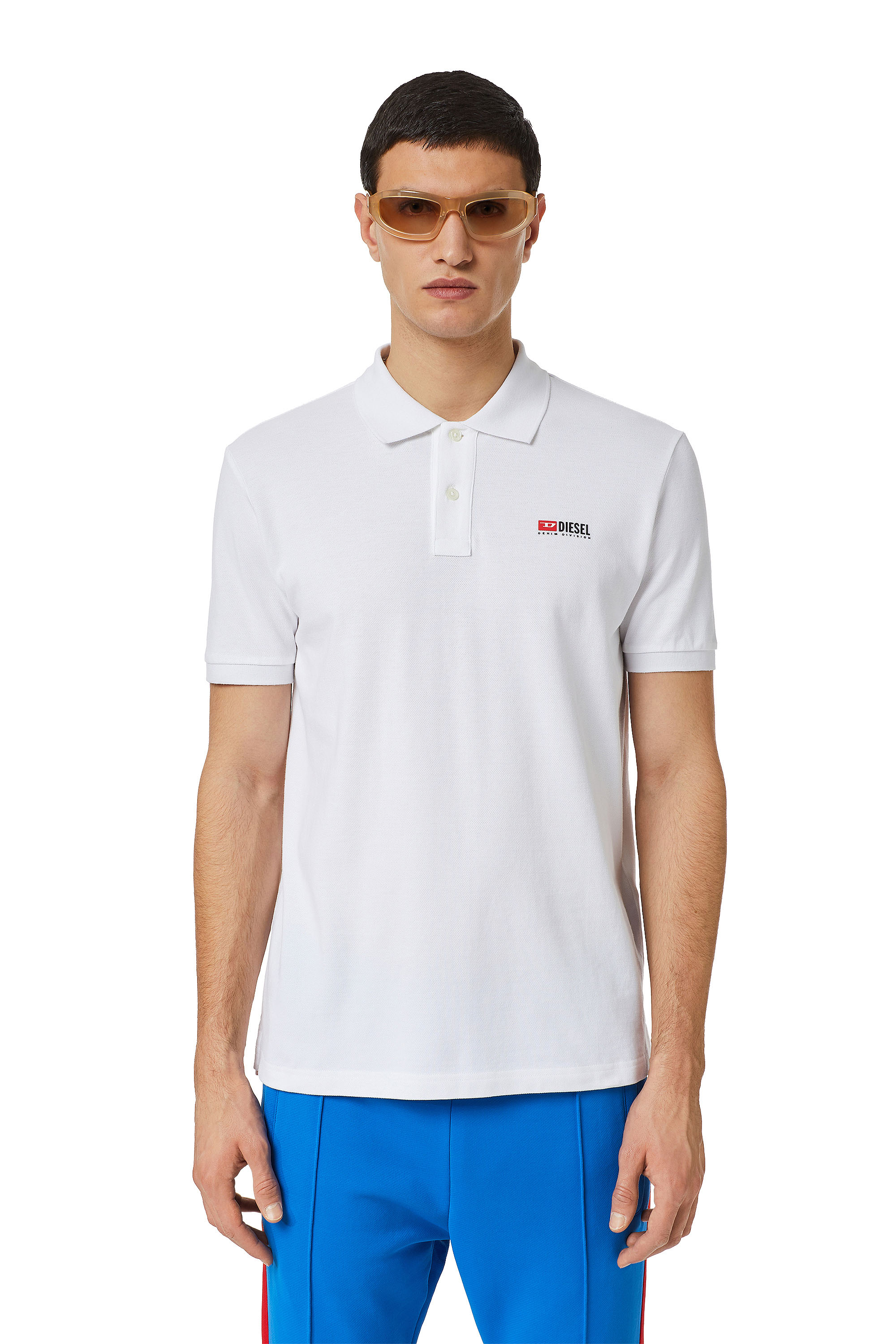 Diesel - T-SMITH-DIV, Man's Polo shirt with 3D logo in White - 1