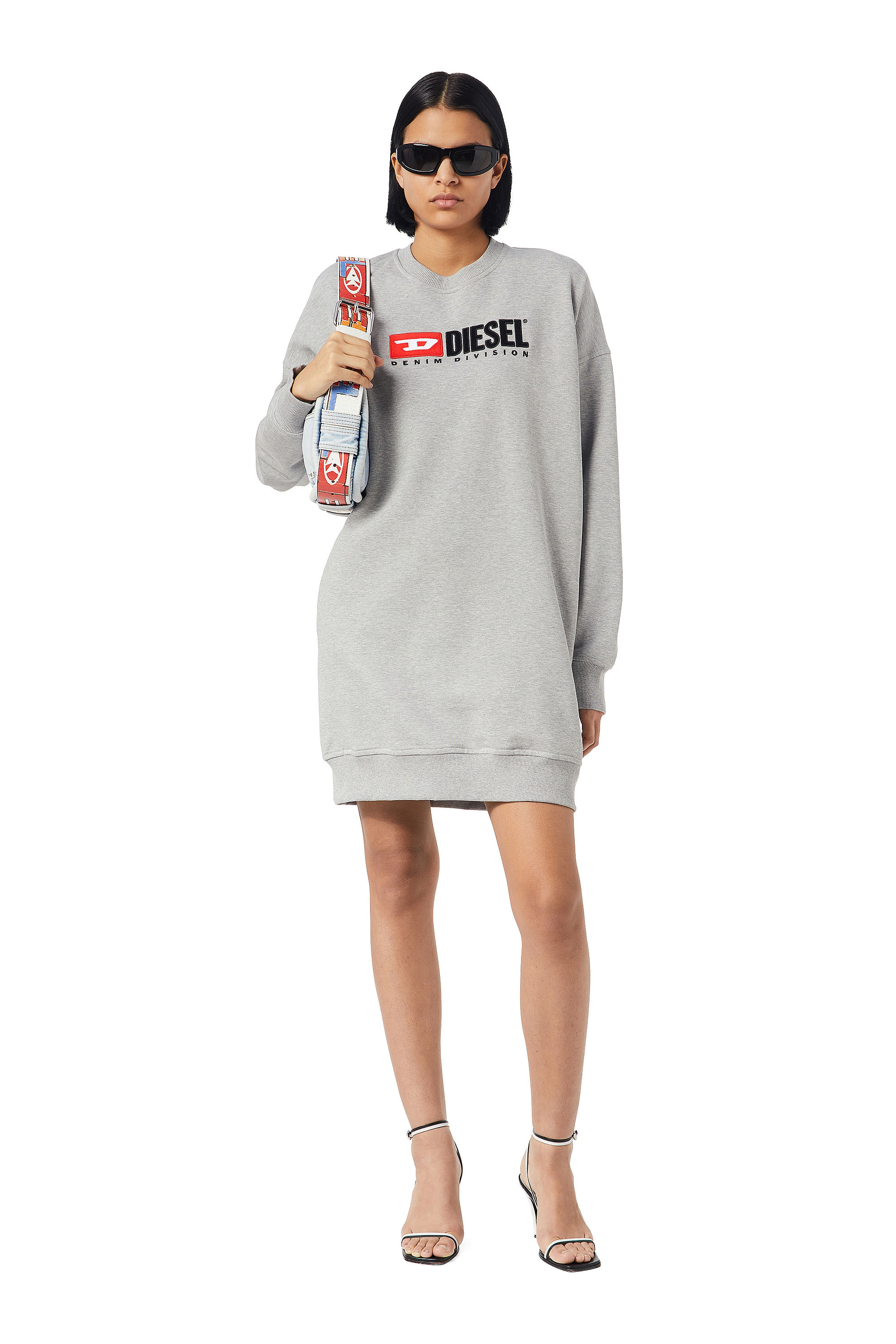 Diesel - D-ROBBIE-DIV, Woman's Sweatshirt dress with logo in Light Grey - 1