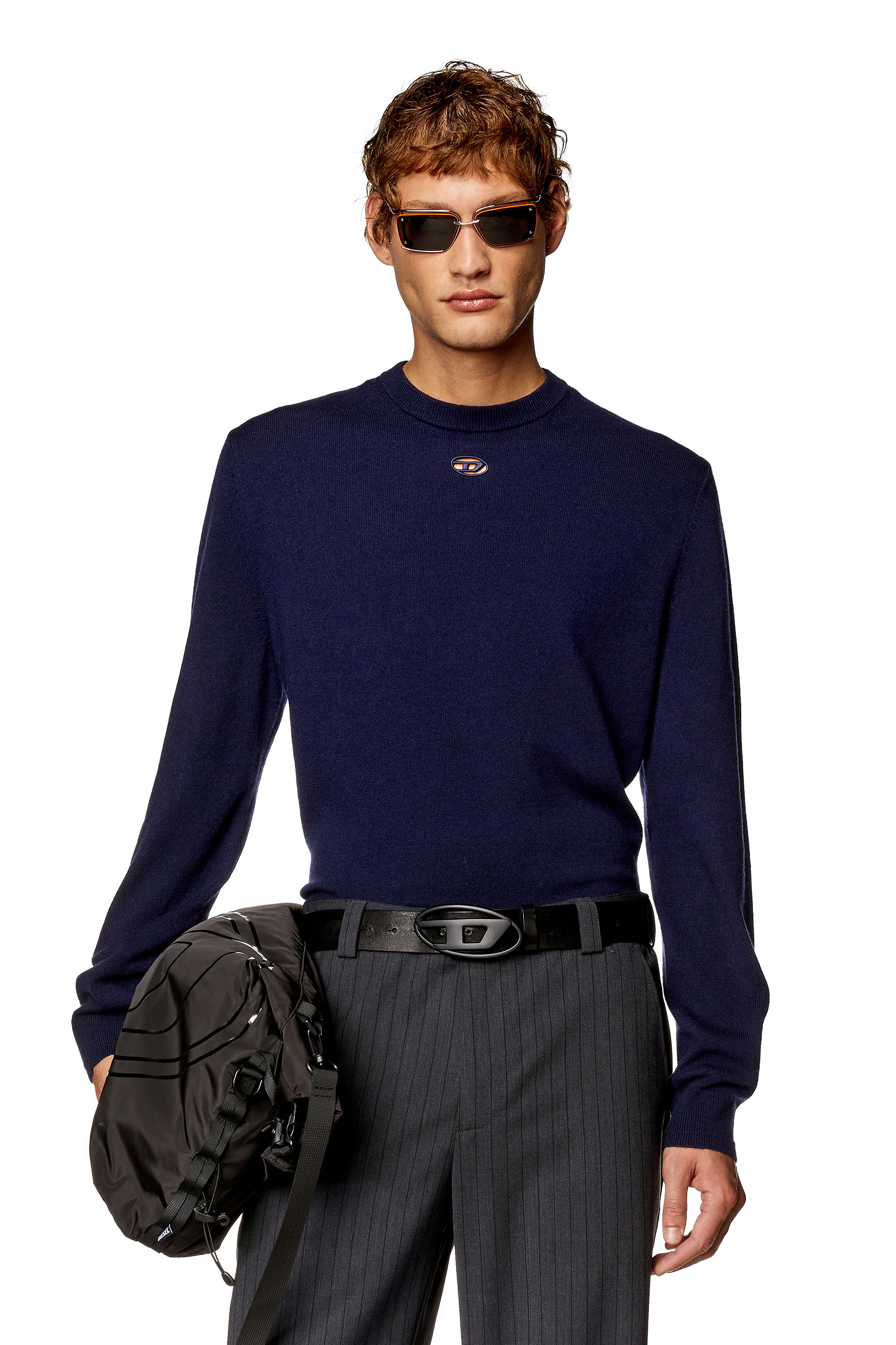 Diesel - K-VIERI, Man's Wool and cashmere jumper in Dark Blue - 1