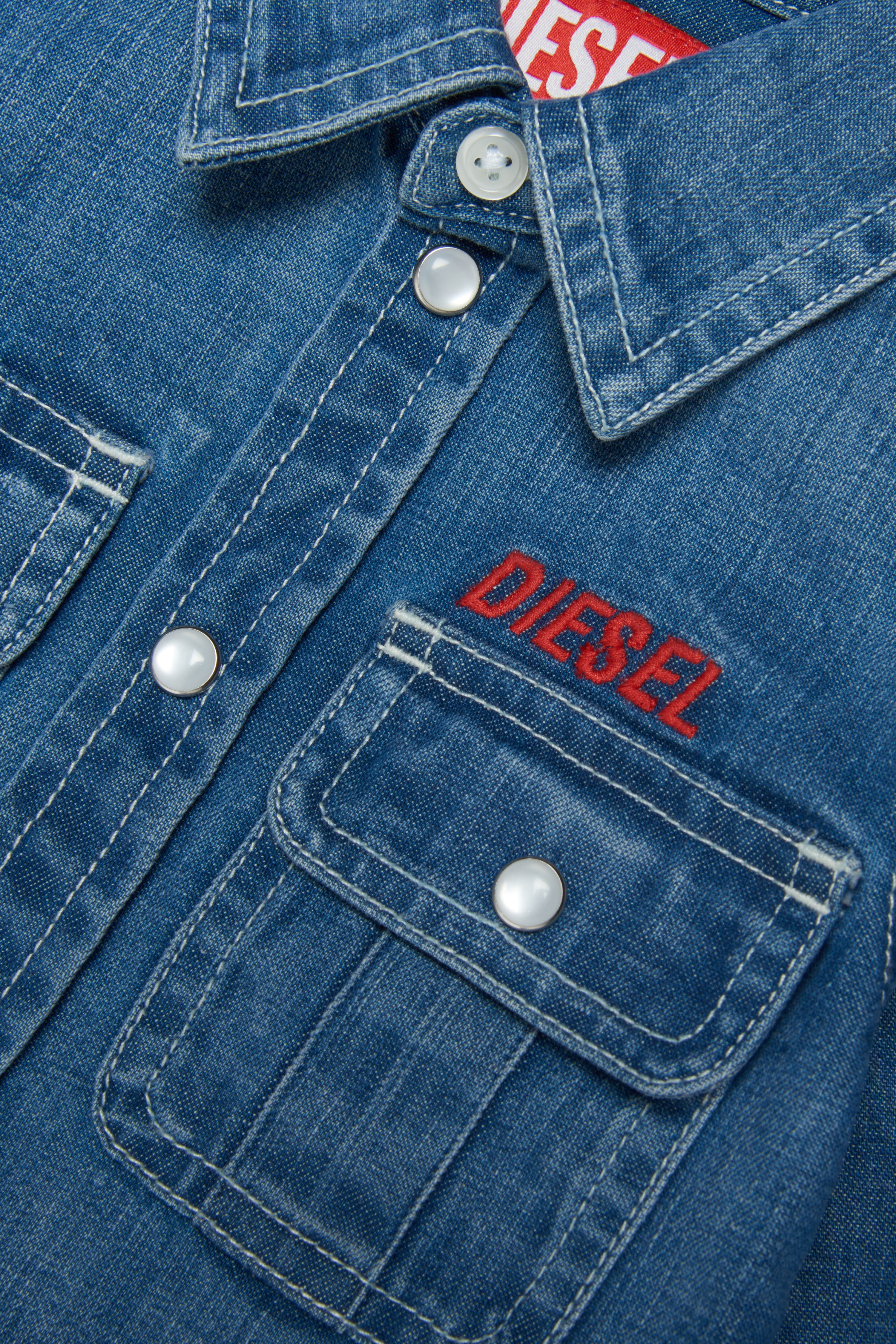 Diesel - CARTIB, Unisex's Denim shirt with logo embroidery in Medium blue - 3