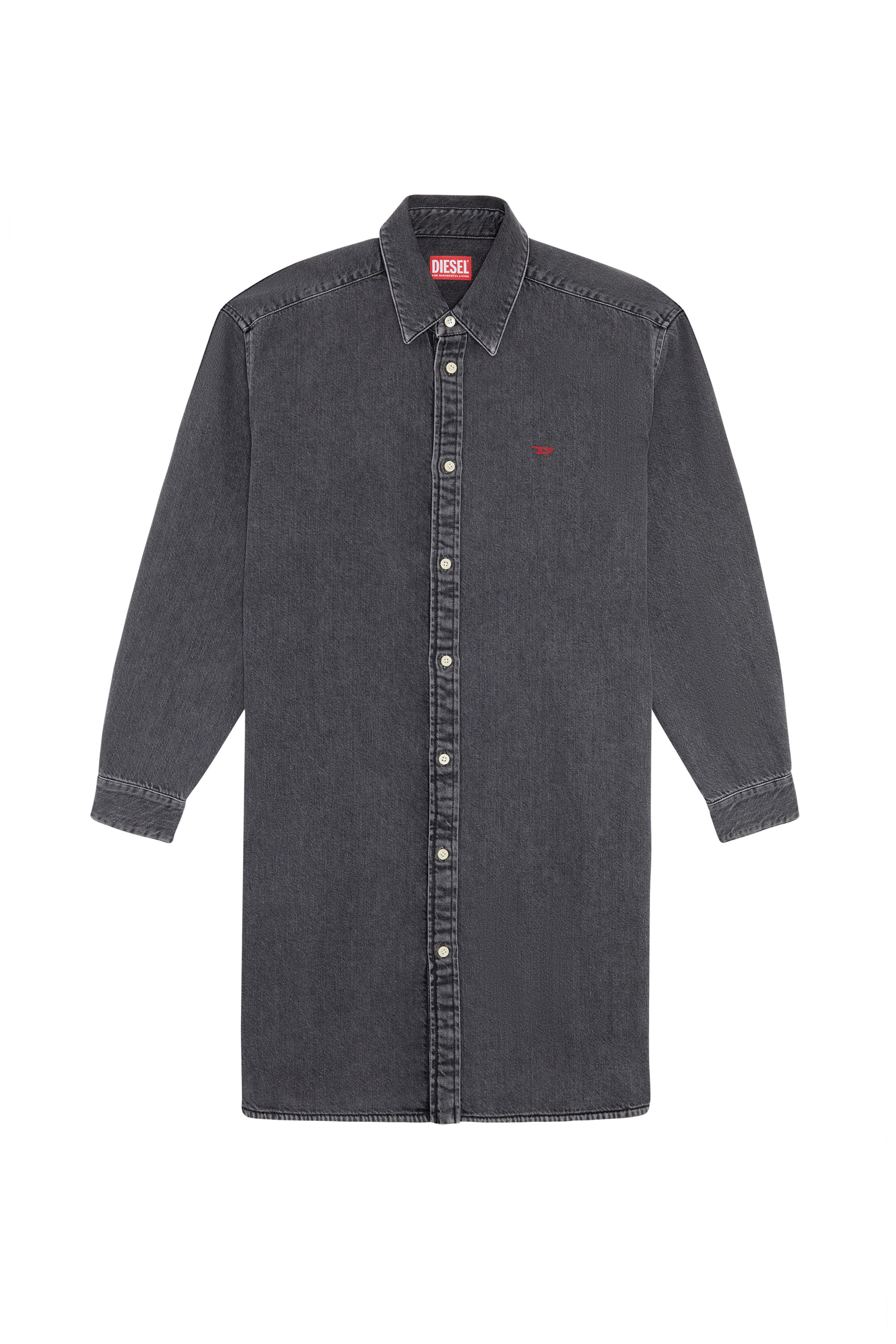 Diesel - DE-BLEX SHIRT DRESS, Woman's Shirt dress in denim in Black/Dark grey - 2