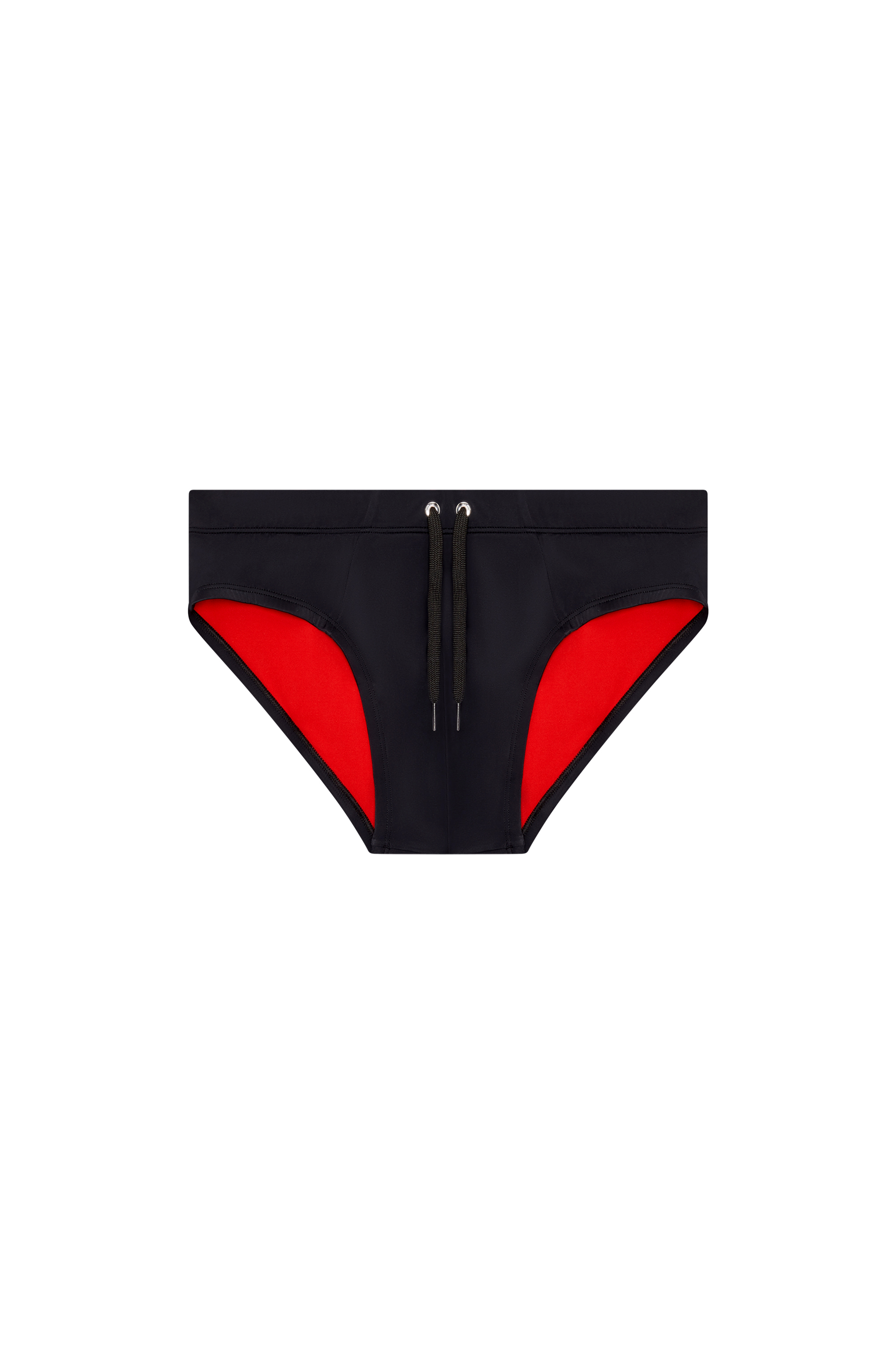Diesel - BMBR-ALFIE, Man's Swim briefs with back logo print in Black/Red - 4