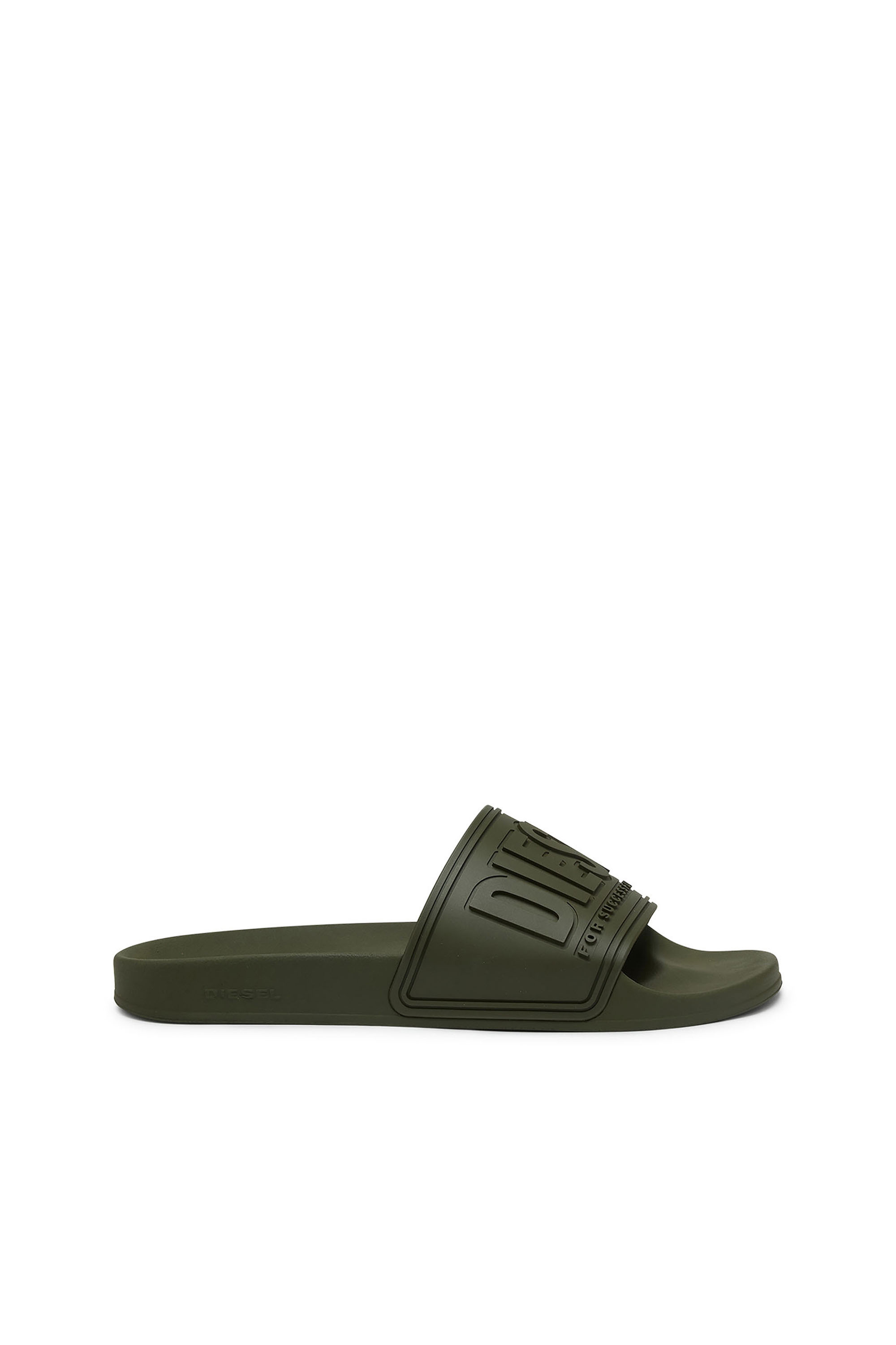Diesel - SA-MAYEMI CC, Man's Sa-Mayemi-Pool slides with 3D logo in Olive Green - 1