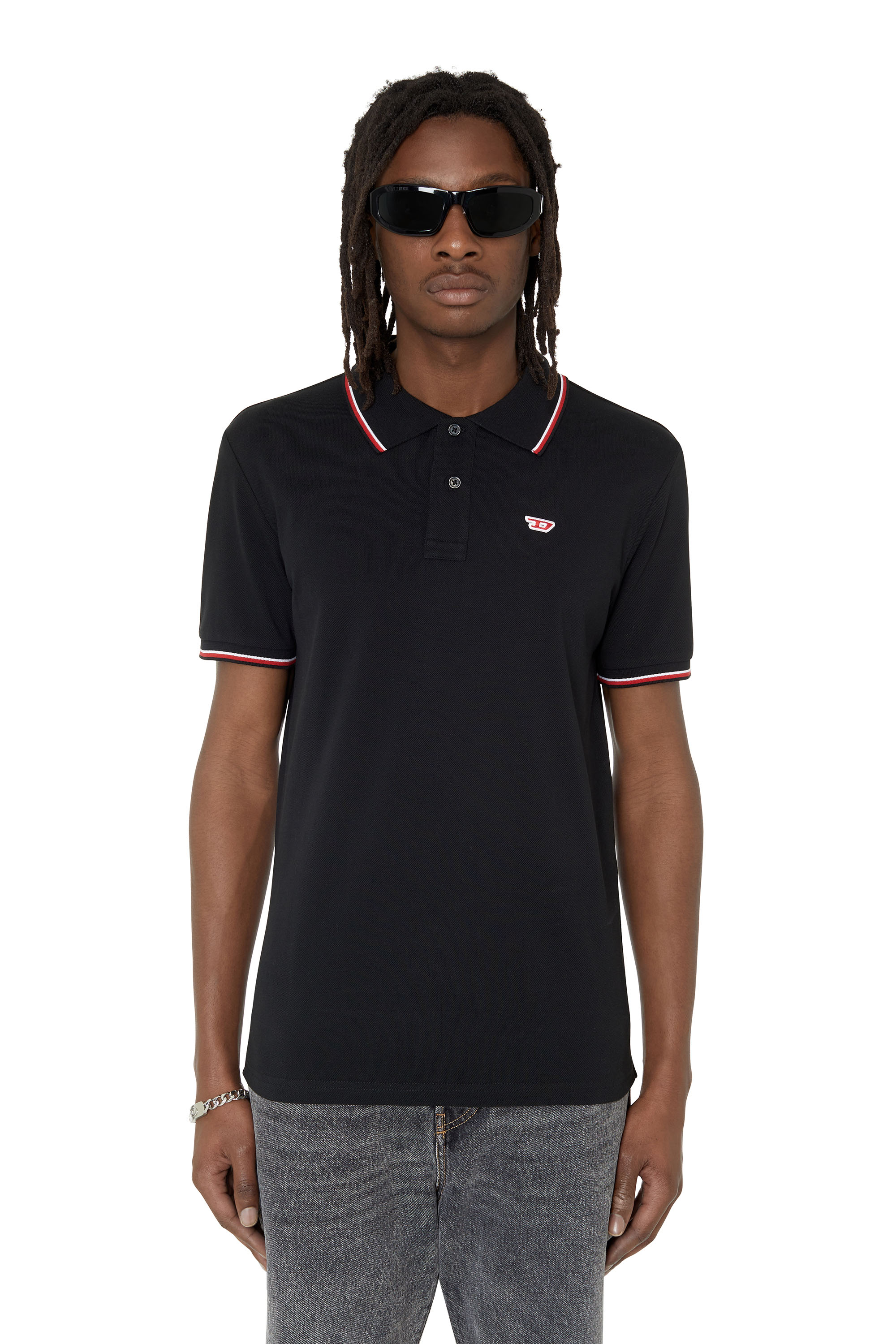 Diesel - T-SMITH-D, Man's Polo shirt with D logo in Black - 1