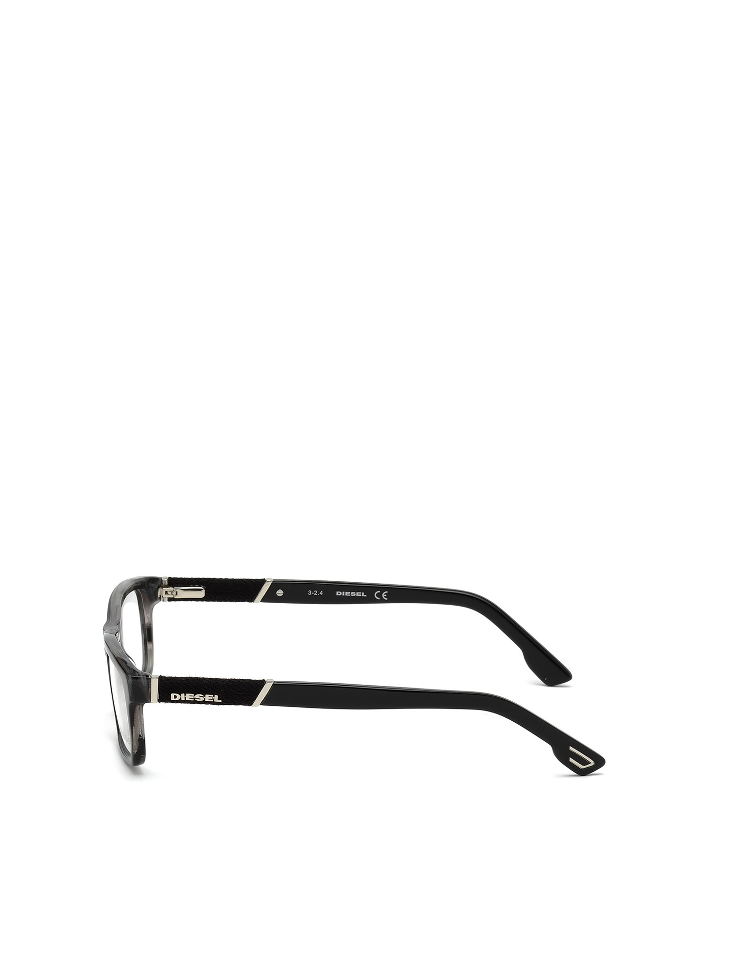 Diesel - DL5126, Unisex's Rectangular eyewear with leather insert in Black/Brown - 4